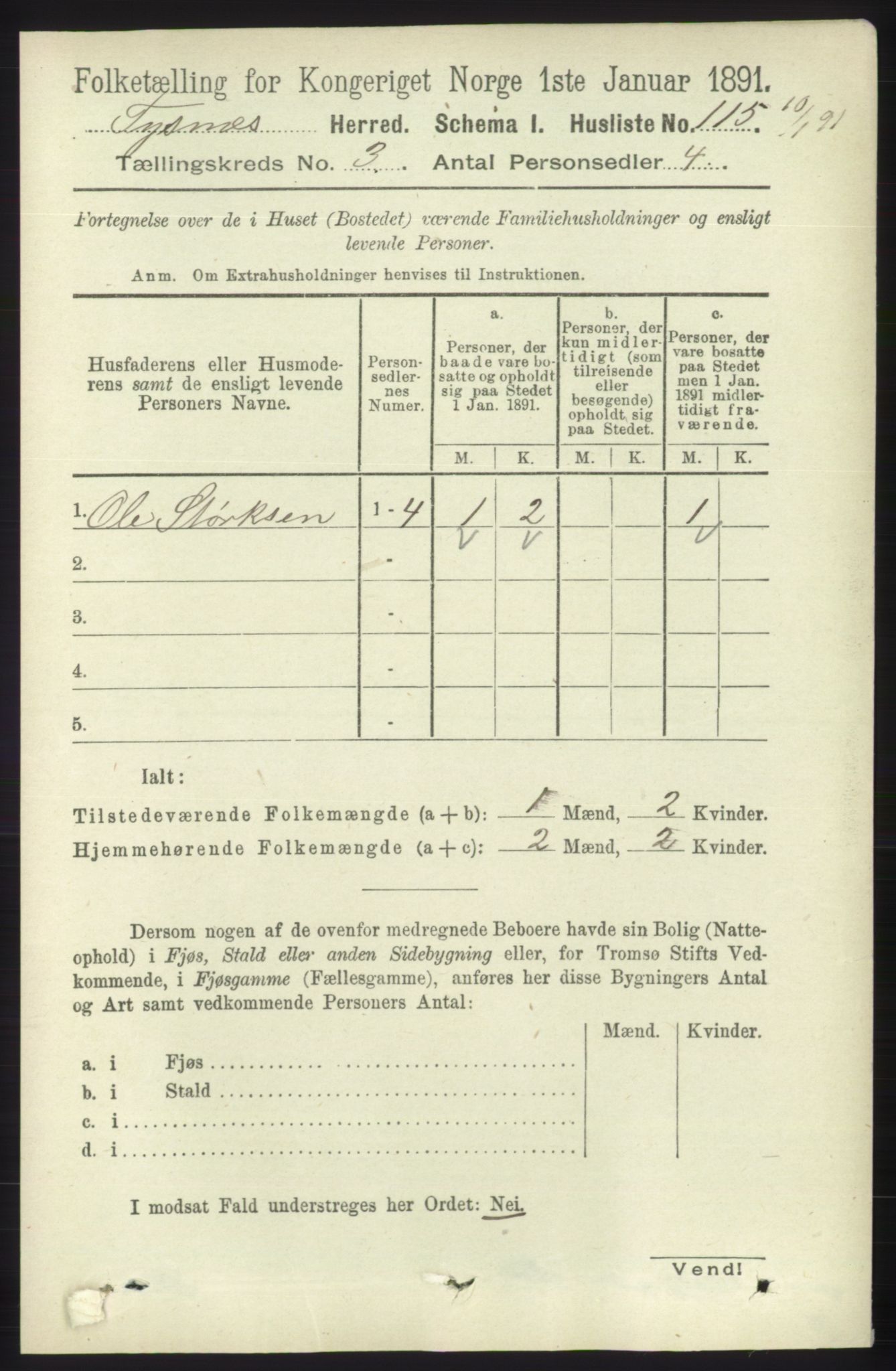 RA, 1891 census for 1223 Tysnes, 1891, p. 841