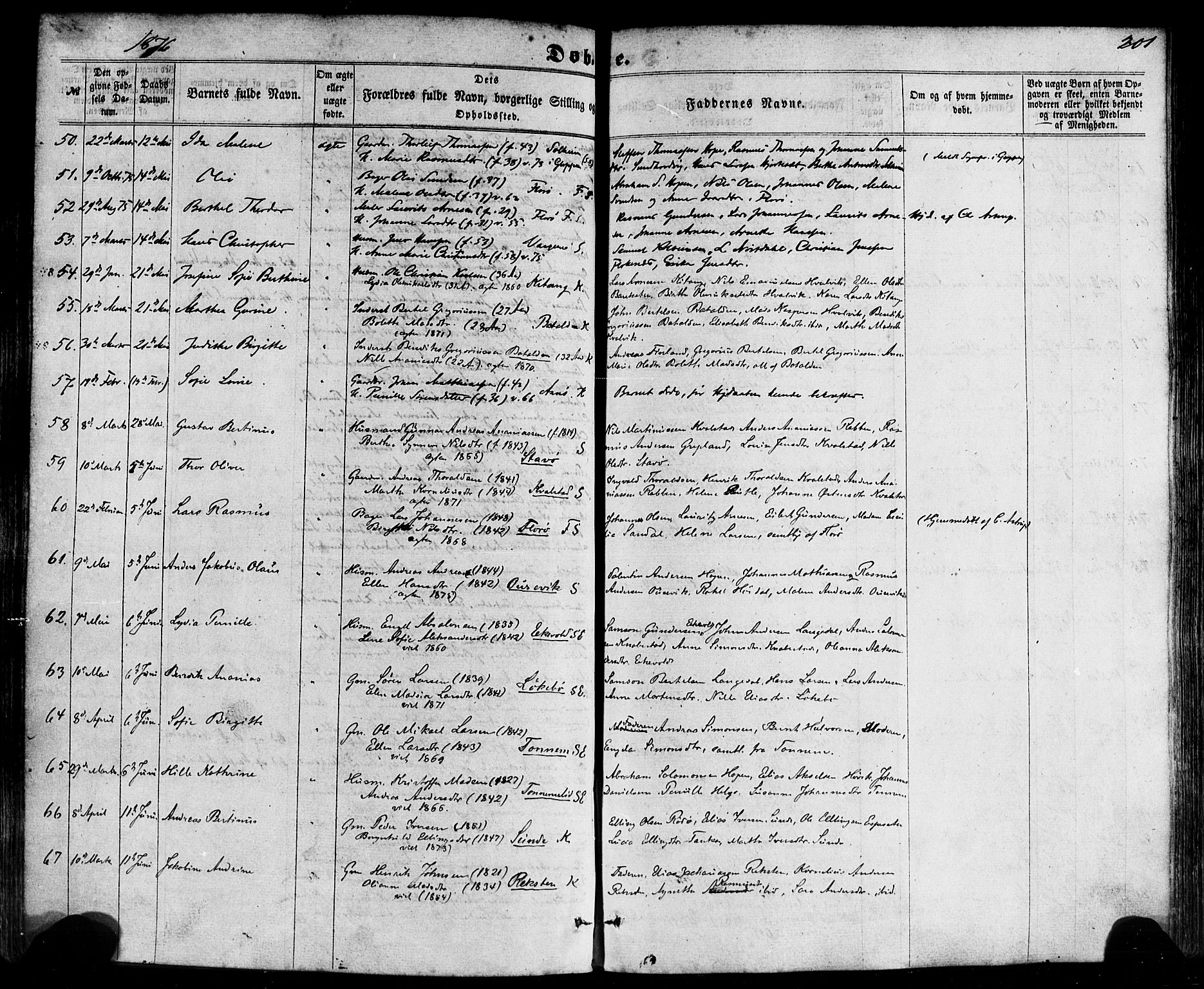 Kinn sokneprestembete, AV/SAB-A-80801/H/Haa/Haaa/L0006: Parish register (official) no. A 6, 1857-1885, p. 201