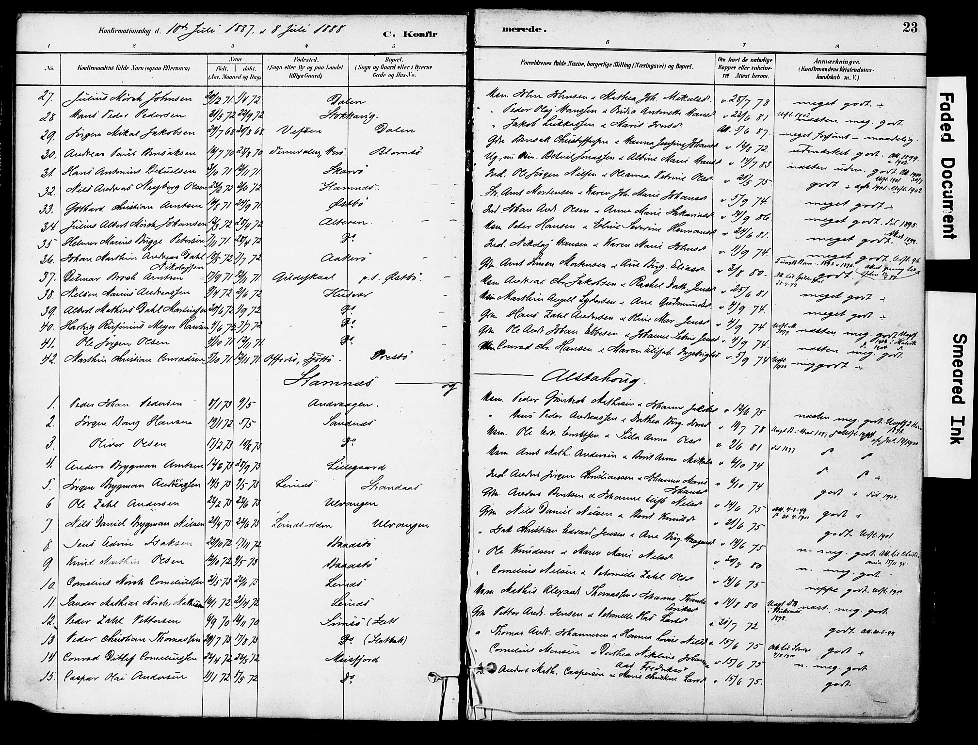 Ministerialprotokoller, klokkerbøker og fødselsregistre - Nordland, AV/SAT-A-1459/830/L0450: Parish register (official) no. 830A14, 1879-1896, p. 23