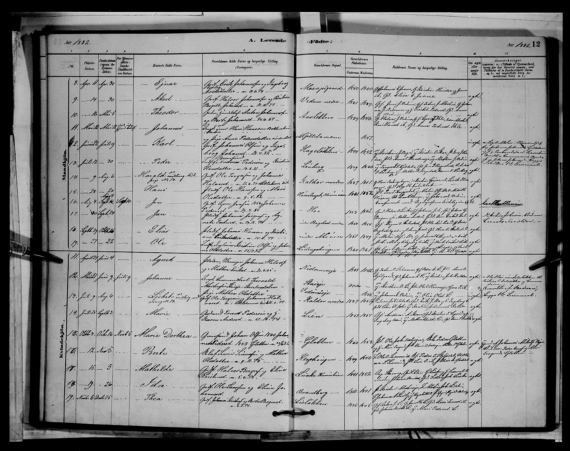 Øyer prestekontor, SAH/PREST-084/H/Ha/Hab/L0002: Parish register (copy) no. 2, 1878-1896, p. 12