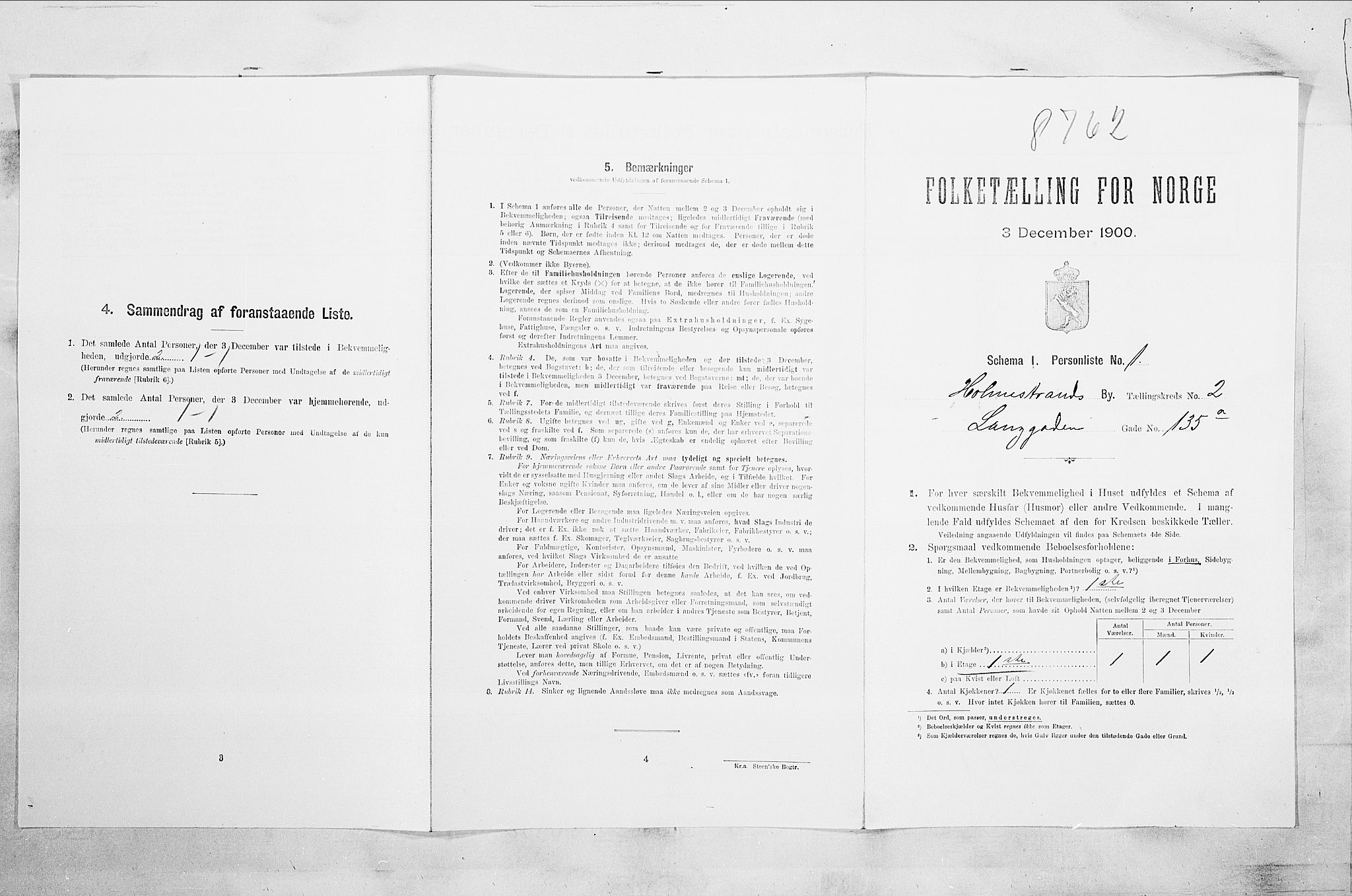 RA, 1900 census for Holmestrand, 1900, p. 545