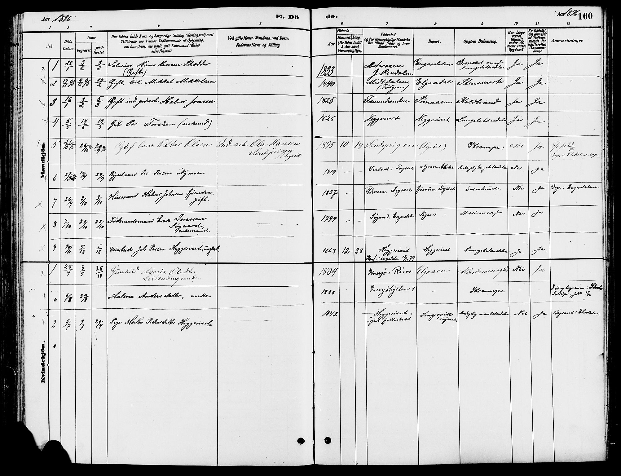 Engerdal prestekontor, AV/SAH-PREST-048/H/Ha/Haa/L0001: Parish register (official) no. 1, 1881-1898, p. 160