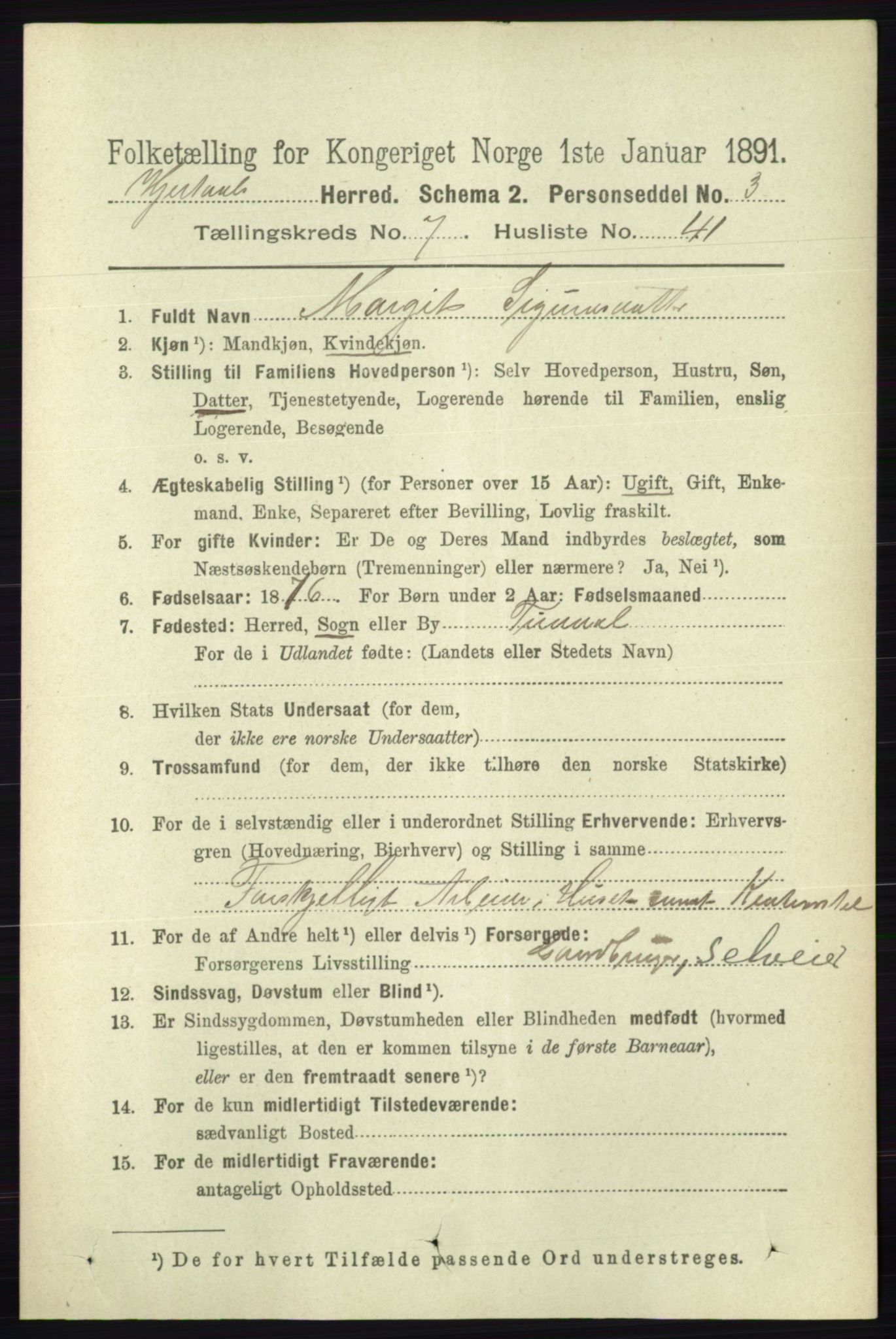 RA, 1891 census for 0827 Hjartdal, 1891, p. 2760