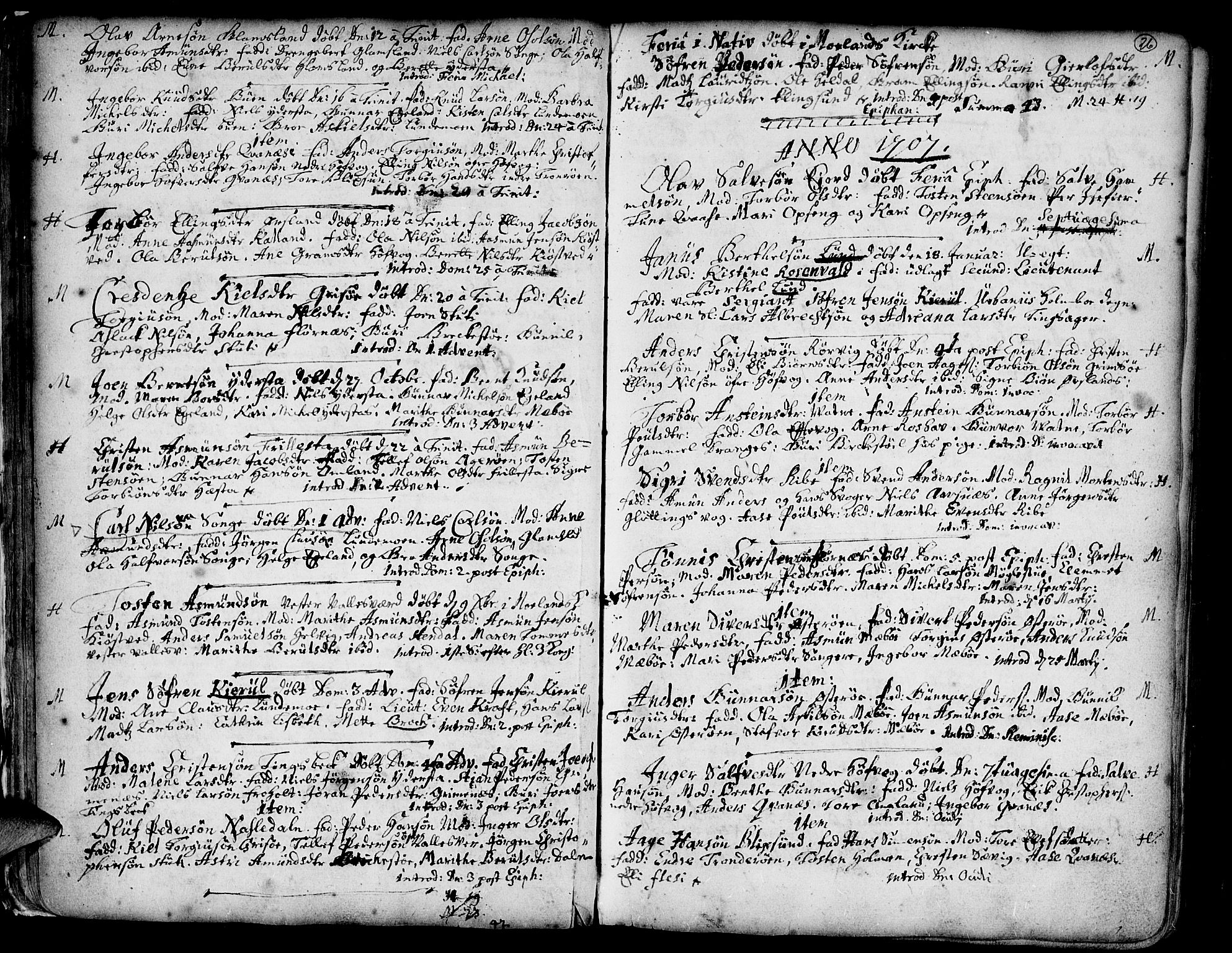 Vestre Moland sokneprestkontor, SAK/1111-0046/F/Fa/Fab/L0001: Parish register (official) no. A 1, 1687-1760, p. 26