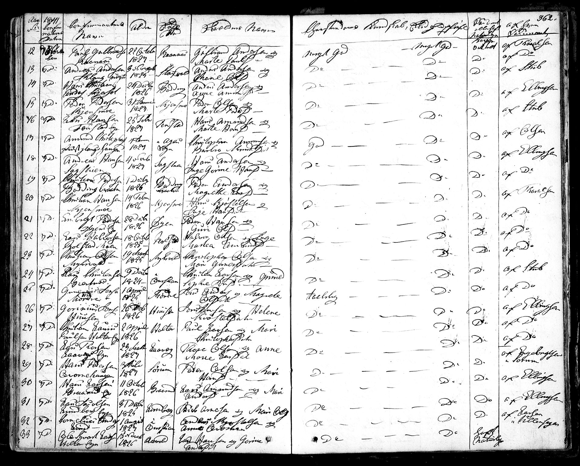 Nes prestekontor Kirkebøker, AV/SAO-A-10410/F/Fa/L0006: Parish register (official) no. I 6, 1833-1845, p. 362