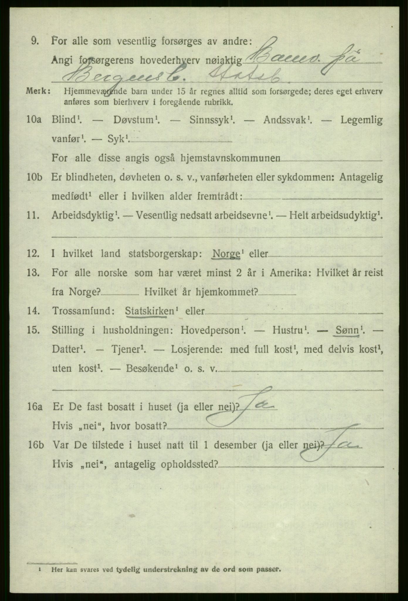 SAB, 1920 census for Evanger, 1920, p. 3898