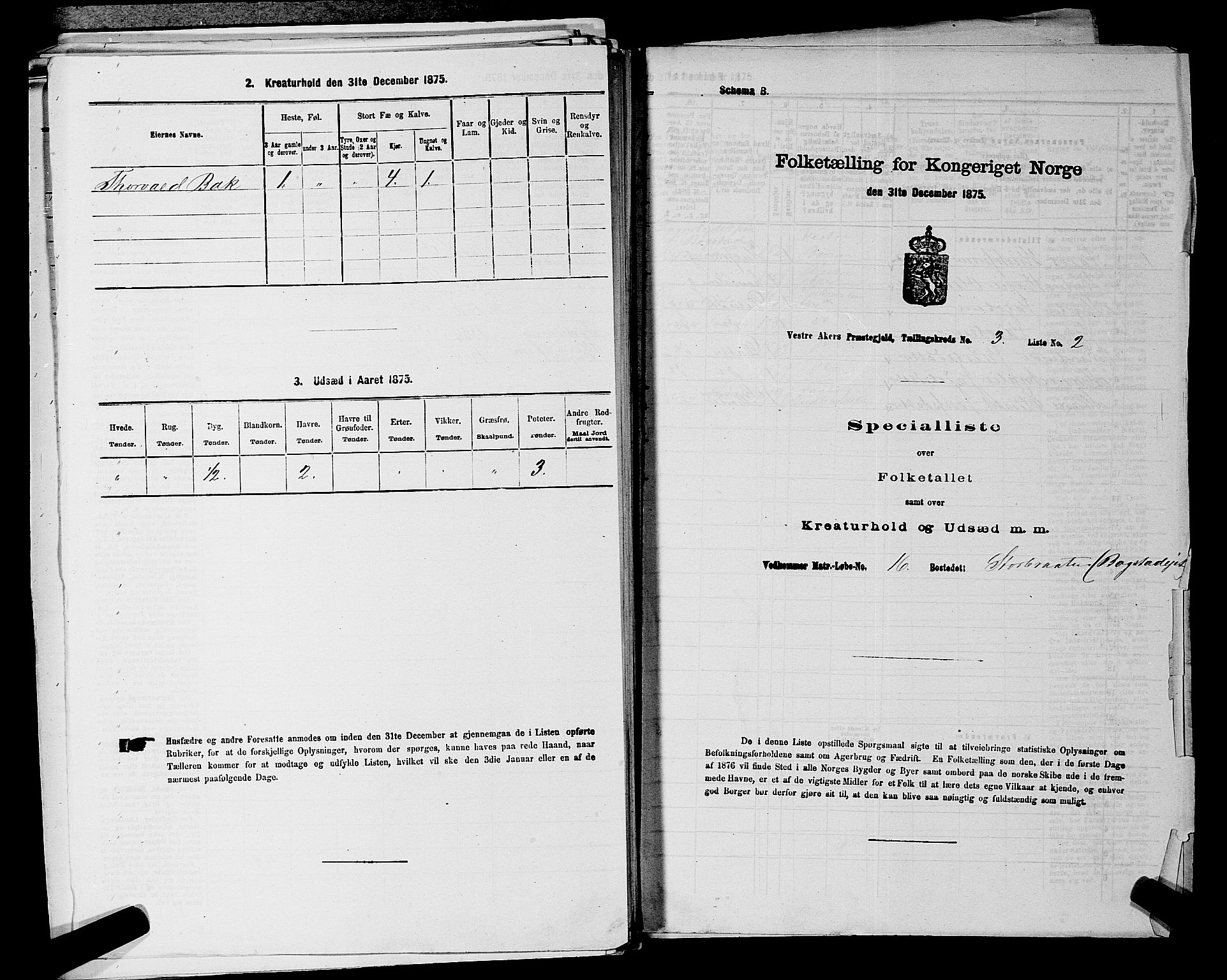 RA, 1875 census for 0218aP Vestre Aker, 1875, p. 805