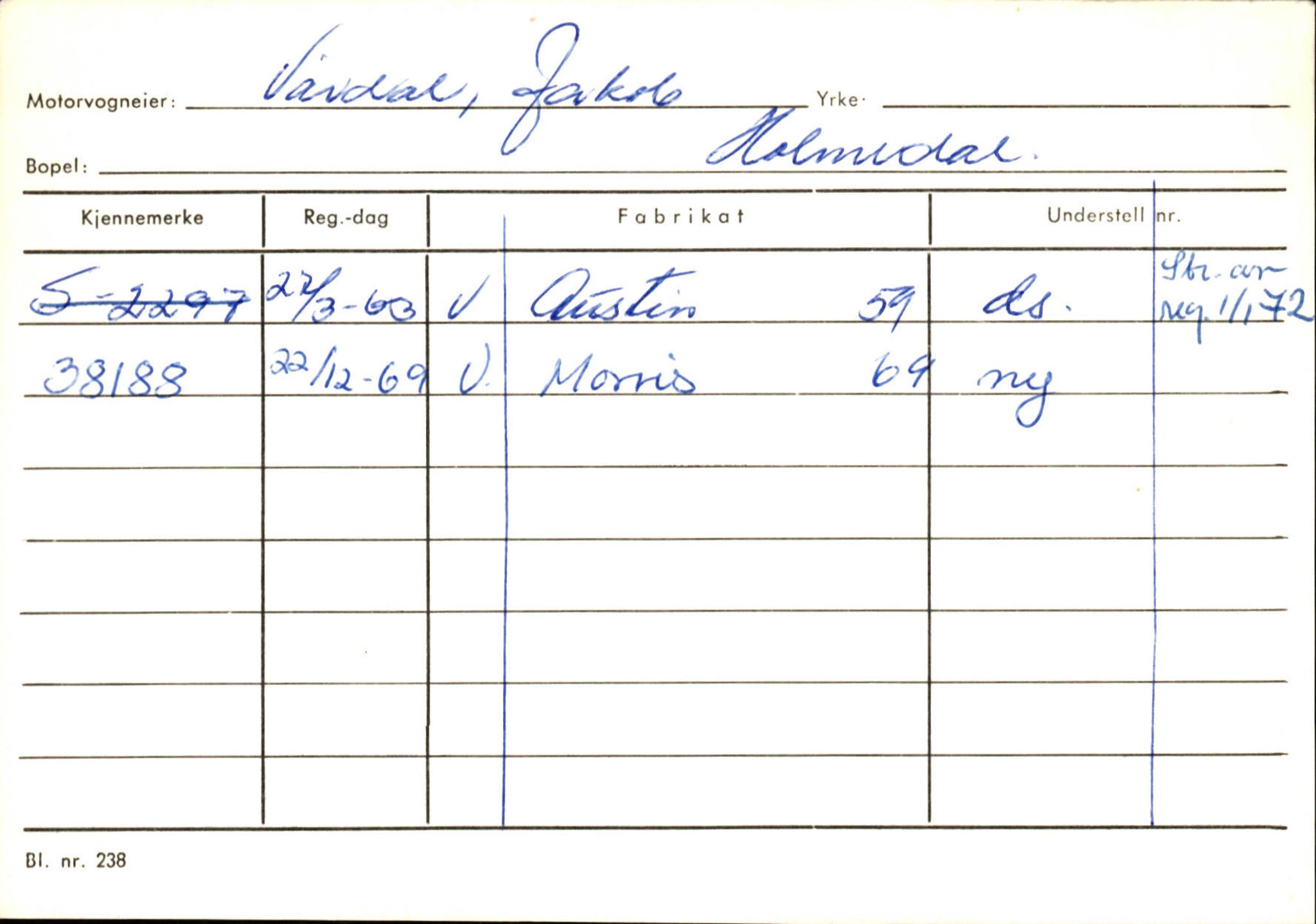 Statens vegvesen, Sogn og Fjordane vegkontor, AV/SAB-A-5301/4/F/L0126: Eigarregister Fjaler M-Å. Leikanger A-Å, 1945-1975, p. 628