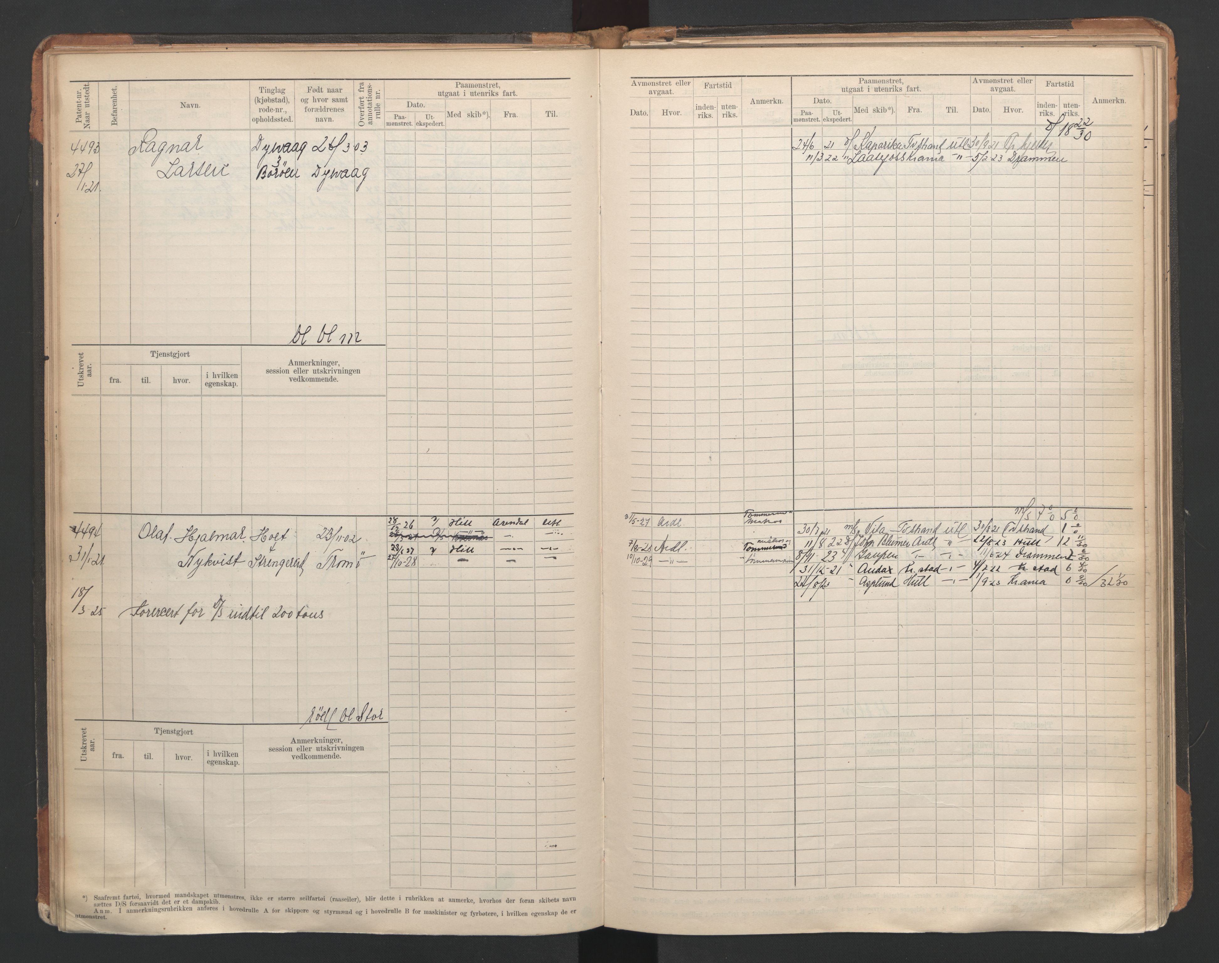 Tvedestrand mønstringskrets, AV/SAK-2031-0011/F/Fb/L0007: Hovedrulle A nr 4410-4803, R-8, 1912-1948, p. 45