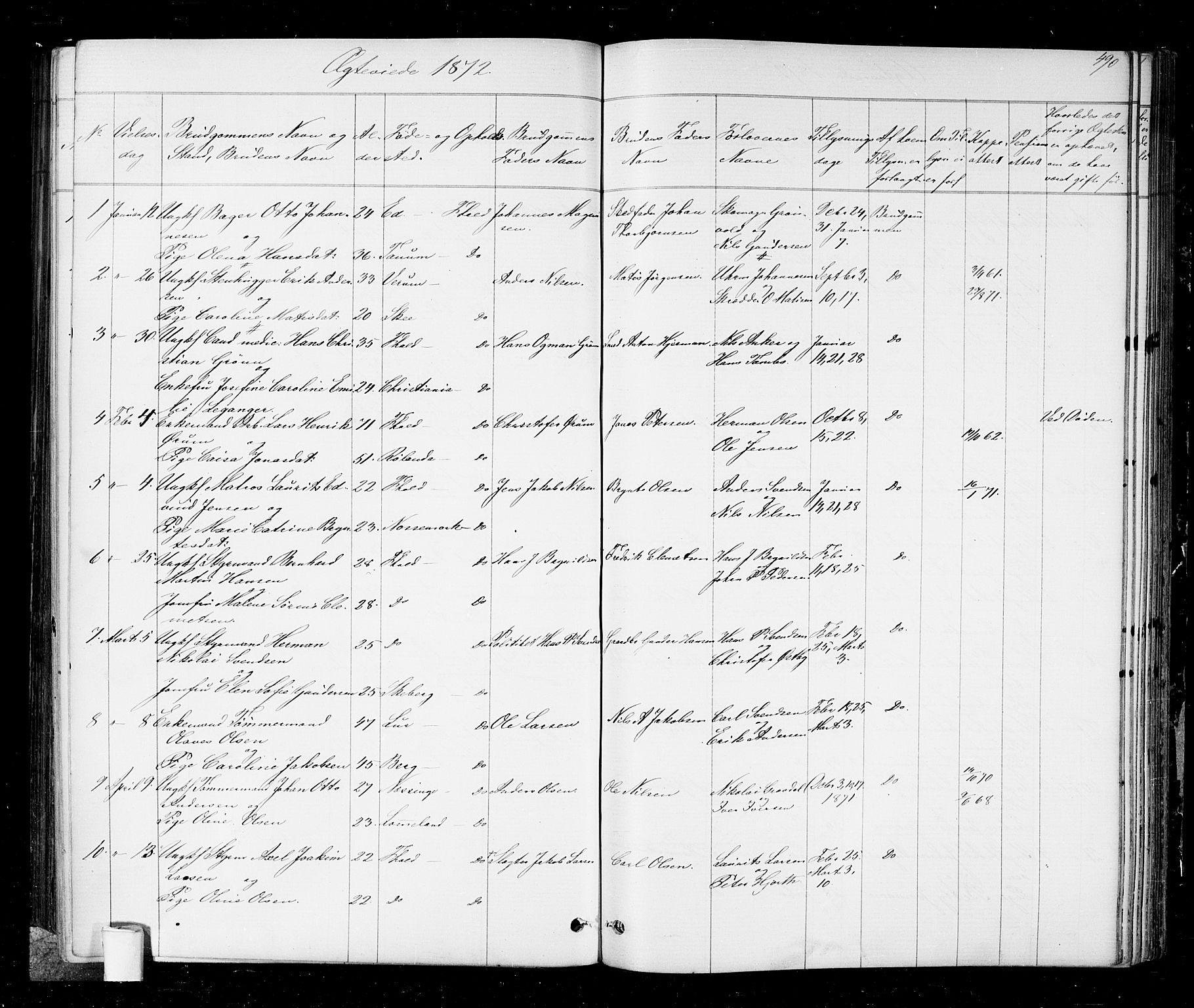 Halden prestekontor Kirkebøker, AV/SAO-A-10909/G/Ga/L0006: Parish register (copy) no. 6, 1869-1884, p. 490