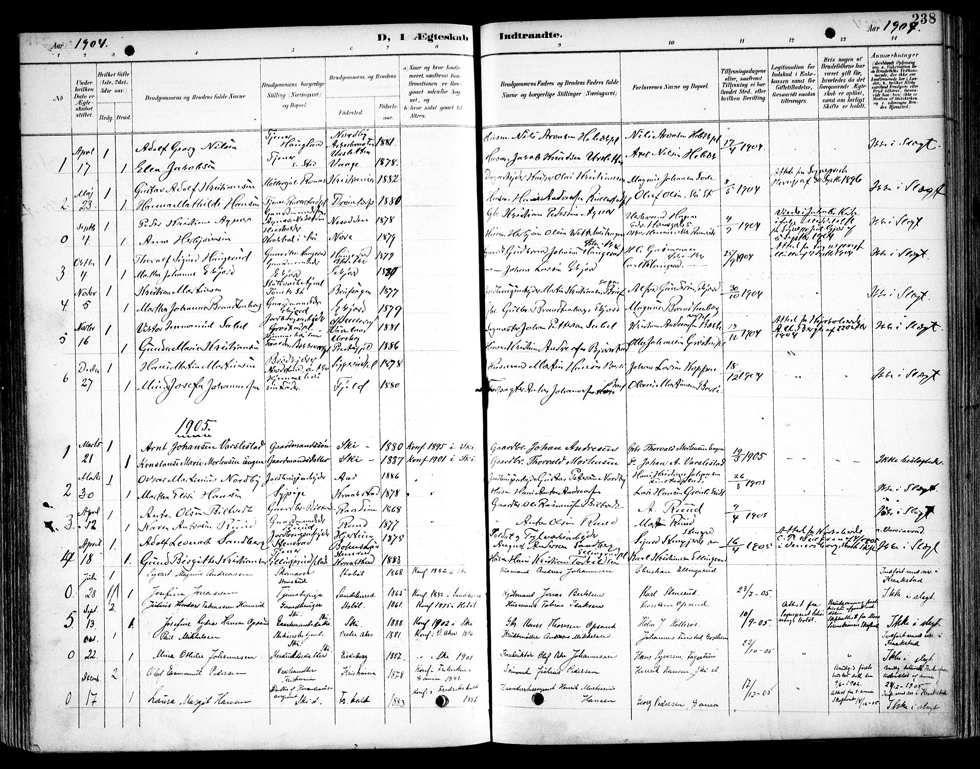 Kråkstad prestekontor Kirkebøker, AV/SAO-A-10125a/F/Fb/L0002: Parish register (official) no. II 2, 1893-1917, p. 238