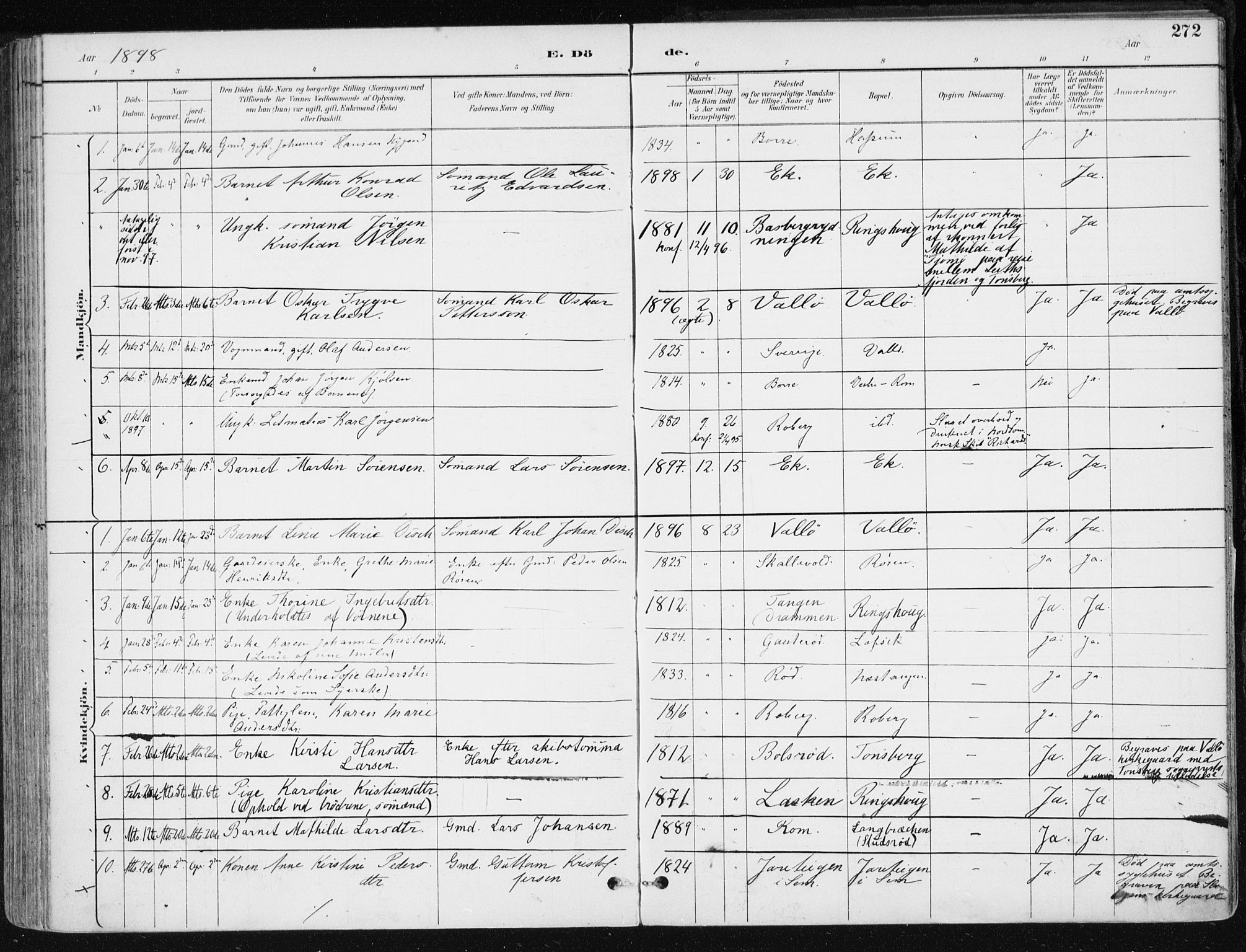 Sem kirkebøker, AV/SAKO-A-5/F/Fb/L0005: Parish register (official) no. II 5, 1892-1904, p. 272