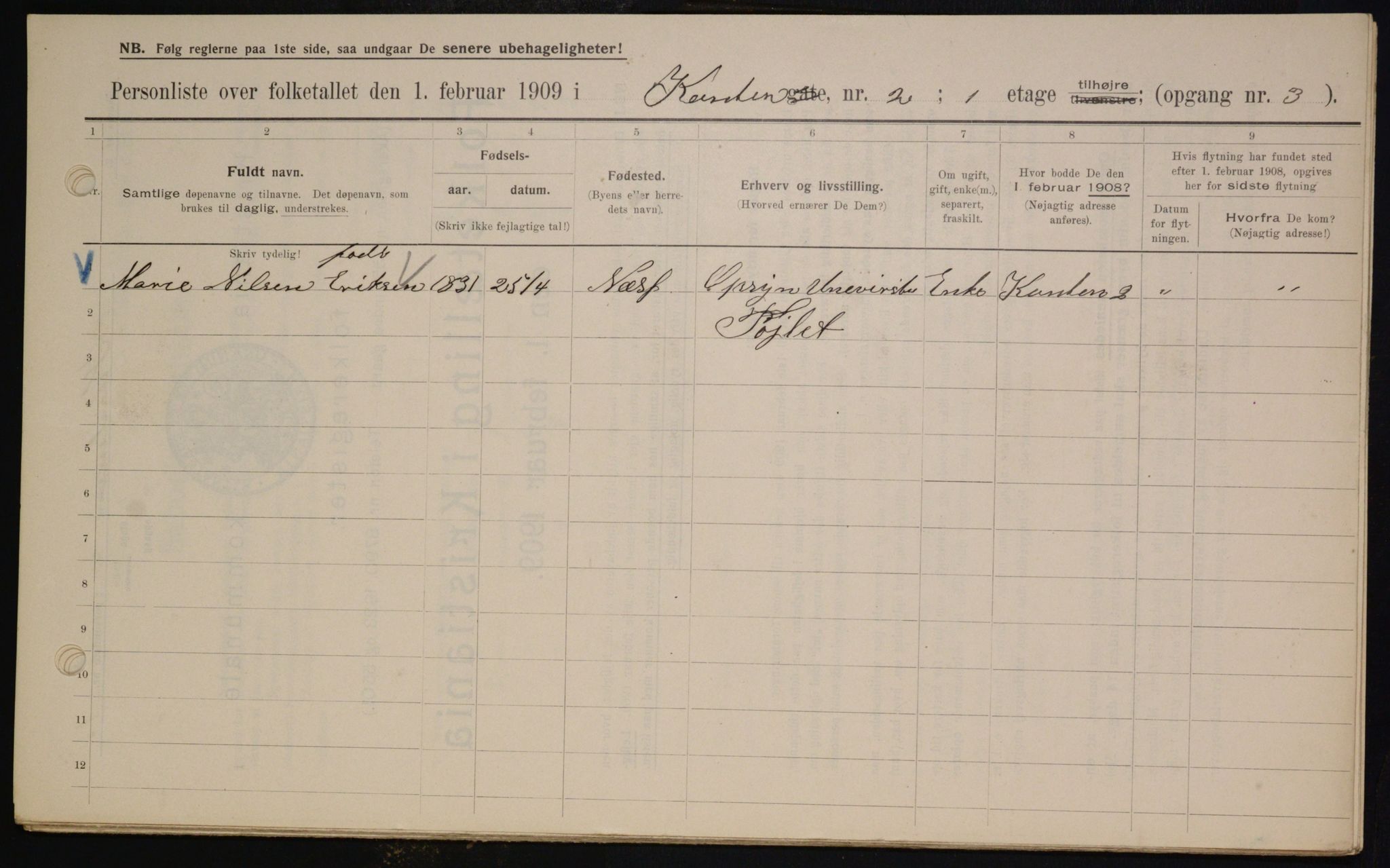 OBA, Municipal Census 1909 for Kristiania, 1909, p. 43972