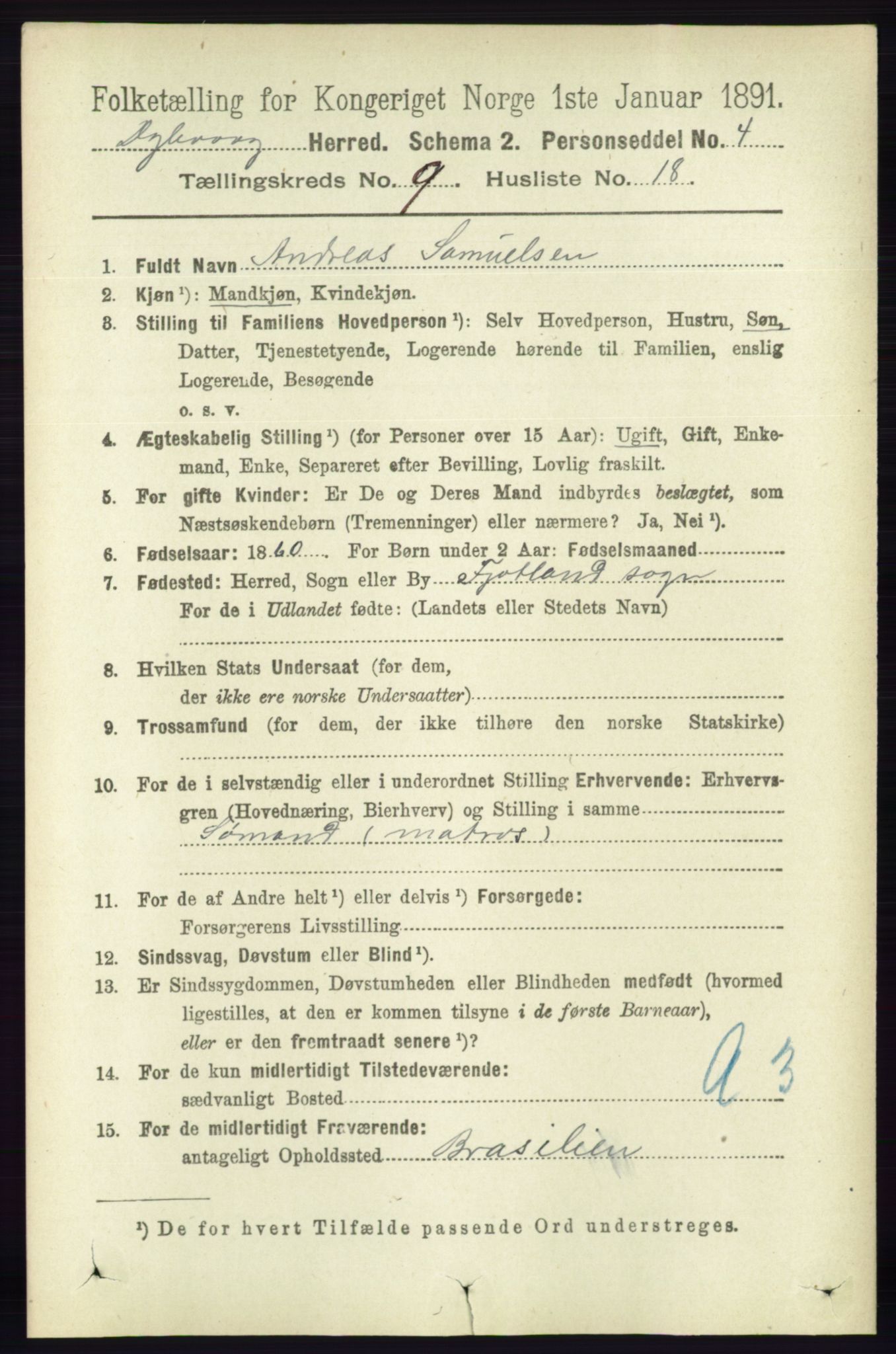 RA, 1891 census for 0915 Dypvåg, 1891, p. 3402