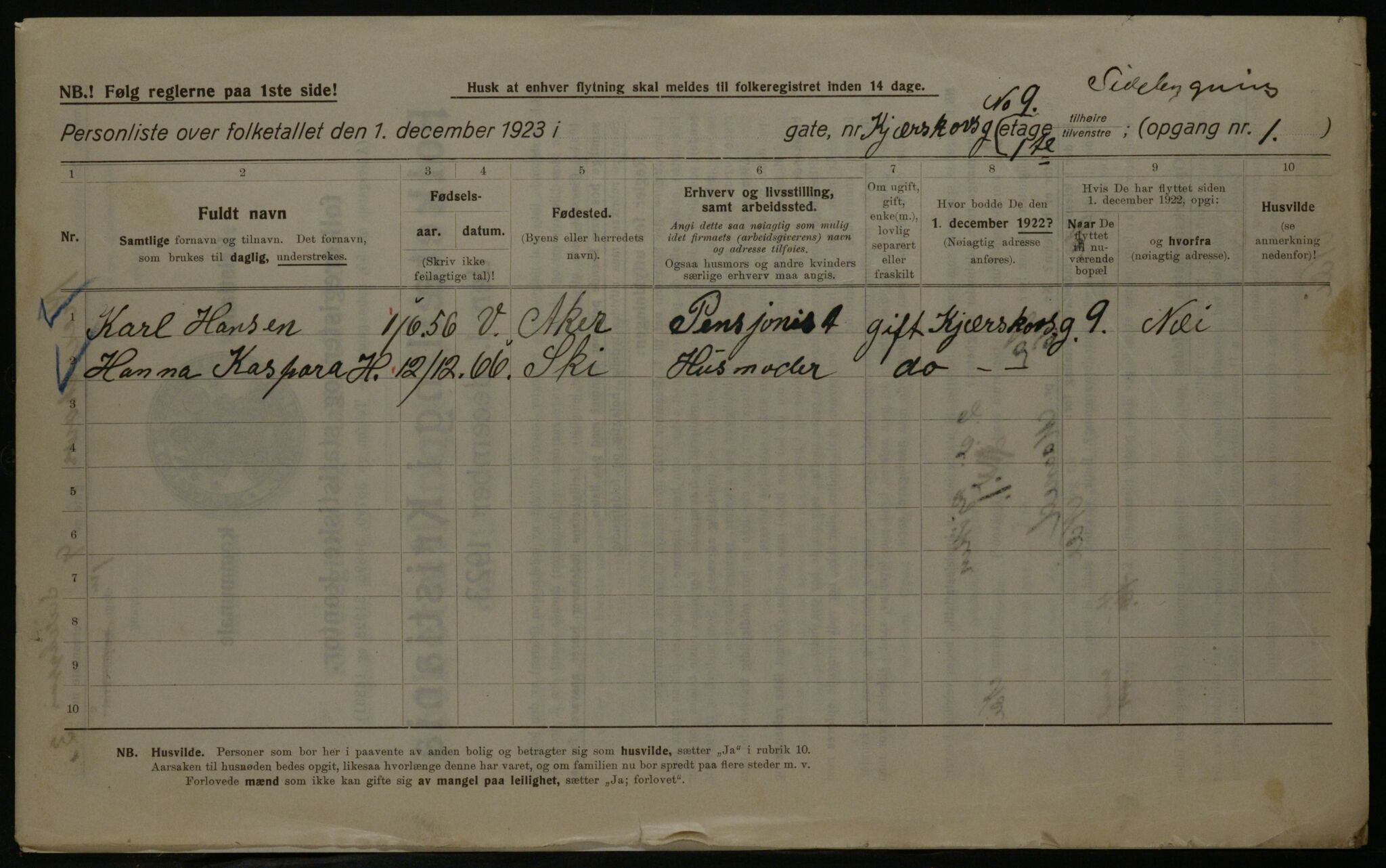 OBA, Municipal Census 1923 for Kristiania, 1923, p. 55287