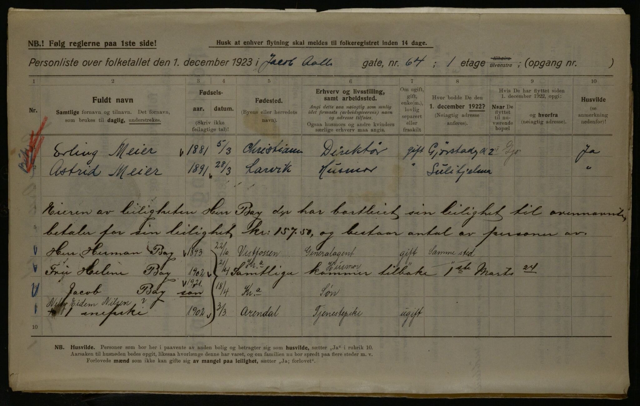 OBA, Municipal Census 1923 for Kristiania, 1923, p. 51005