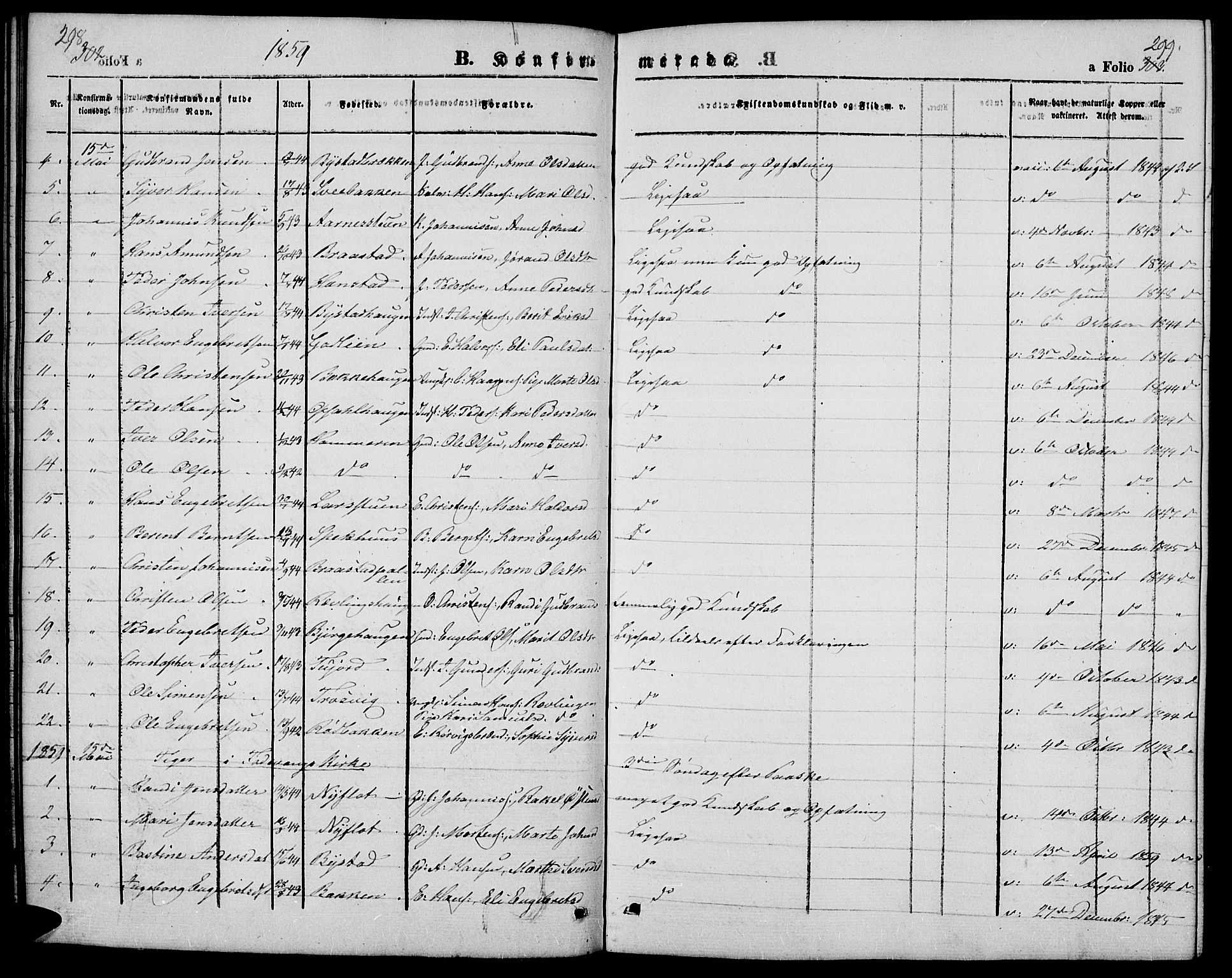 Ringebu prestekontor, SAH/PREST-082/H/Ha/Hab/L0003: Parish register (copy) no. 3, 1854-1866, p. 298-299