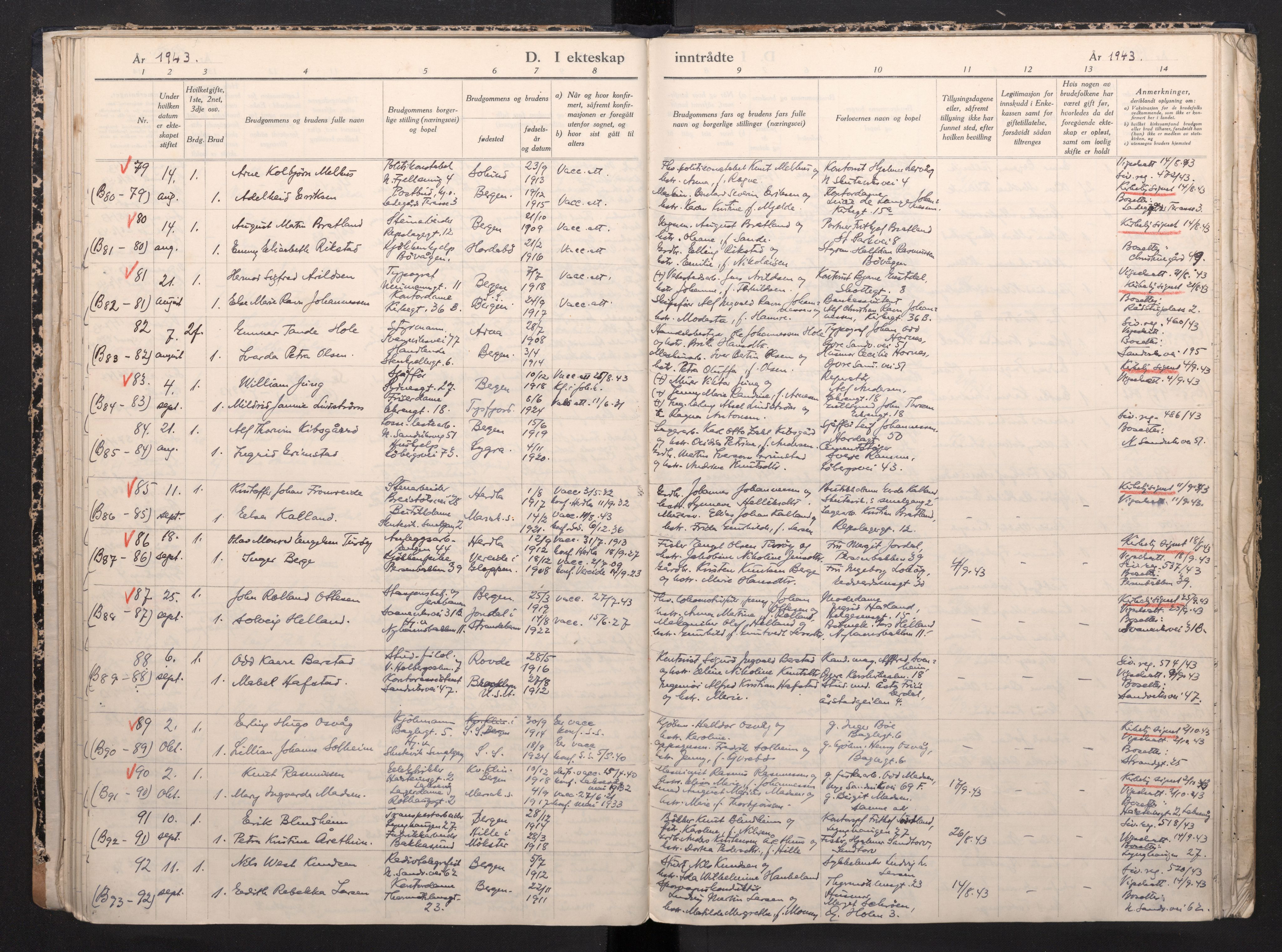 Sandviken Sokneprestembete, AV/SAB-A-77601/H/Ha: Parish register (official) no. H 1, 1942-1945