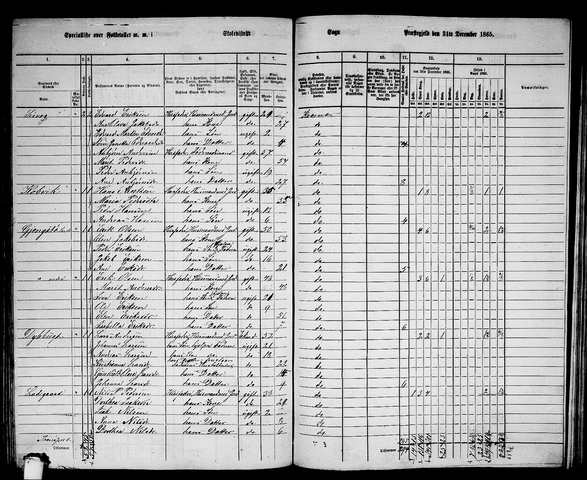 RA, 1865 census for Kvernes, 1865, p. 202