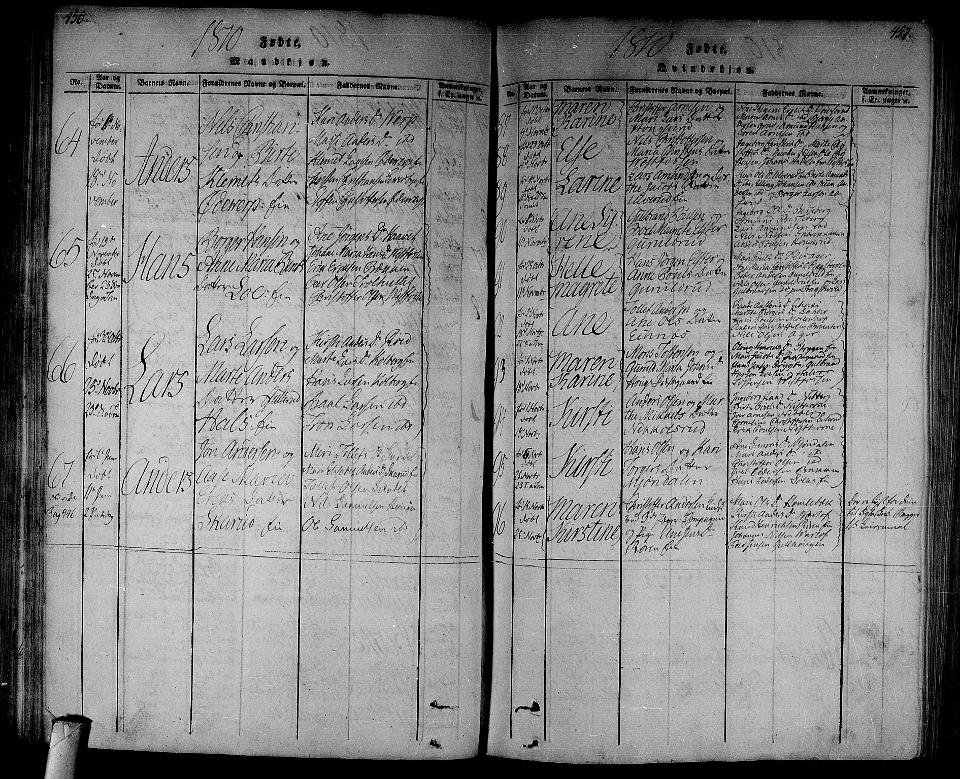 Eiker kirkebøker, SAKO/A-4/F/Fa/L0010: Parish register (official) no. I 10, 1806-1815, p. 456-457
