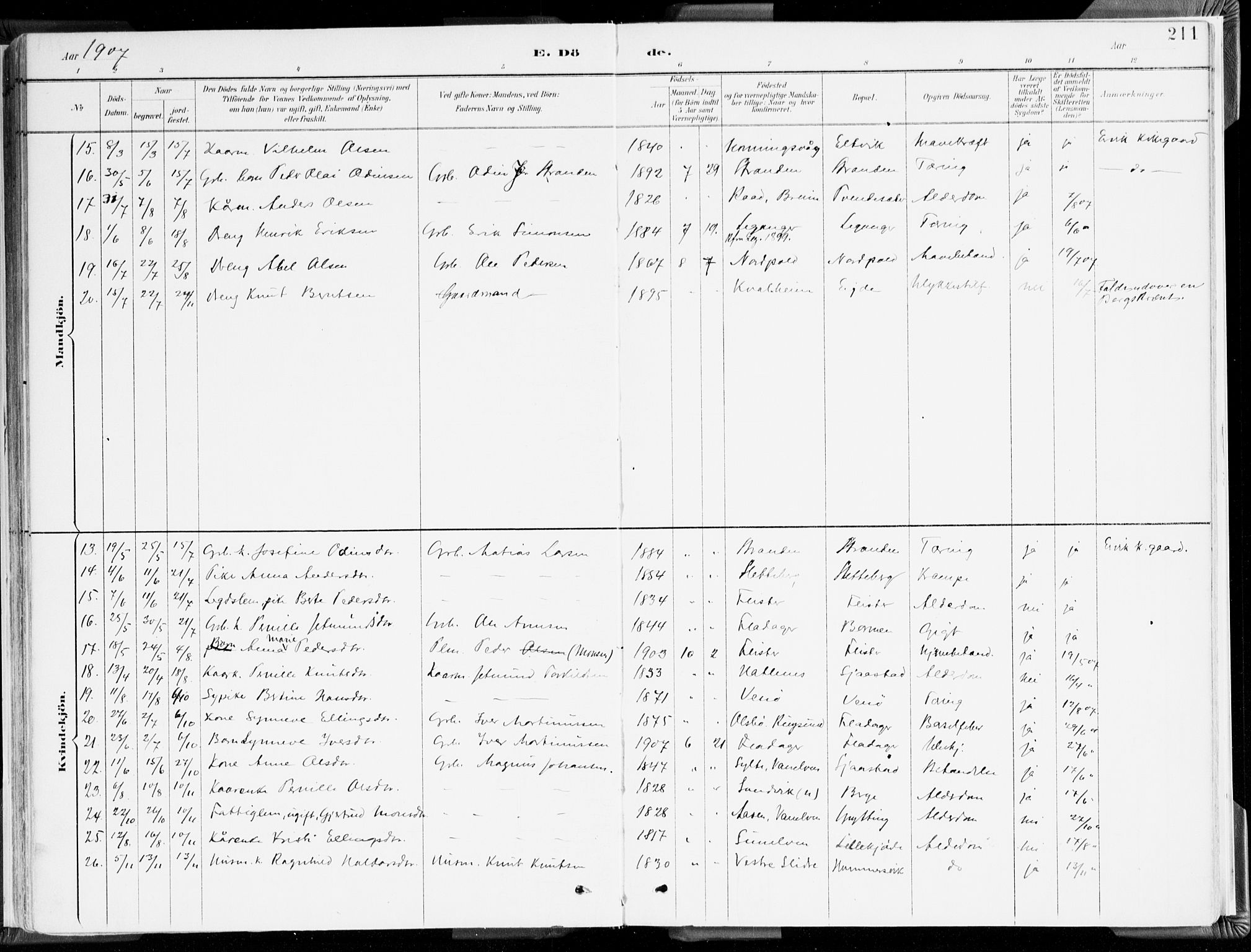 Selje sokneprestembete, AV/SAB-A-99938/H/Ha/Haa/Haab: Parish register (official) no. B 2, 1891-1907, p. 211