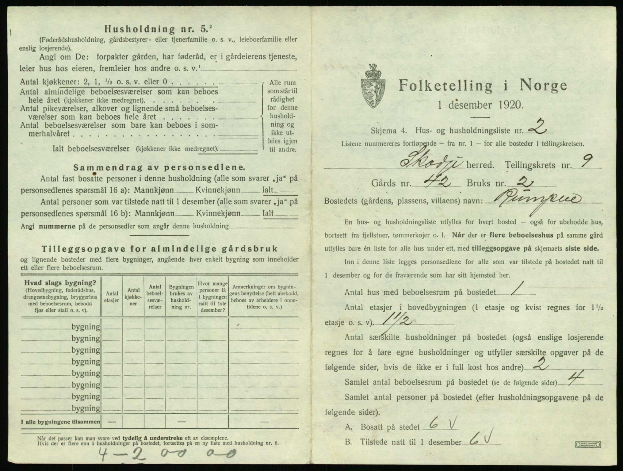 SAT, 1920 census for Skodje, 1920, p. 609