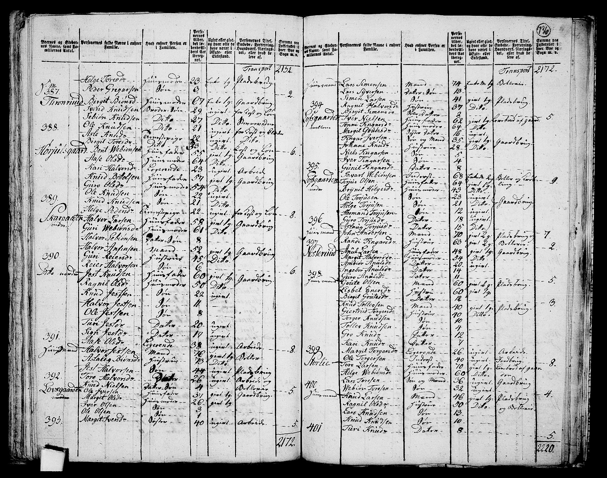 RA, 1801 census for 0632P Rollag, 1801, p. 735b-736a