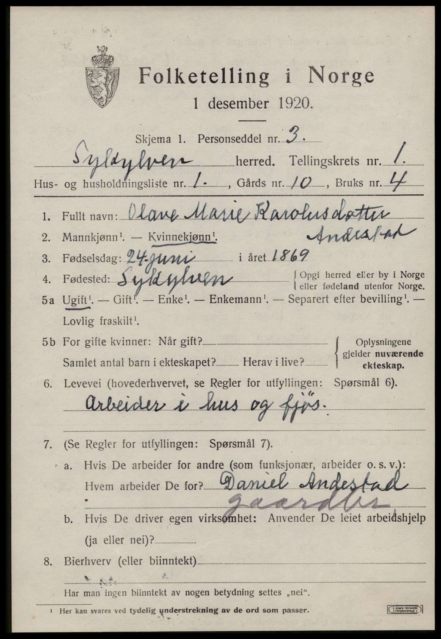 SAT, 1920 census for Sykkylven, 1920, p. 919