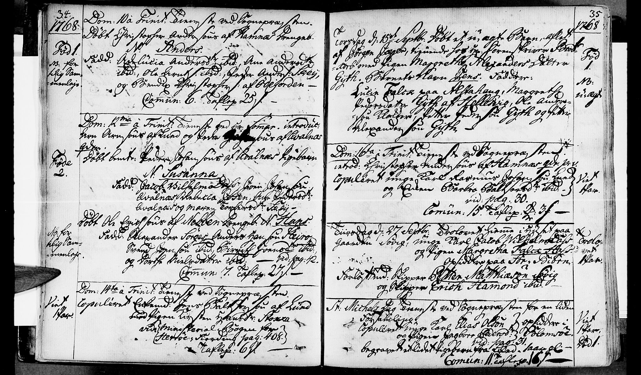 Ministerialprotokoller, klokkerbøker og fødselsregistre - Nordland, AV/SAT-A-1459/830/L0436: Parish register (official) no. 830A05 /1, 1737-1804, p. 34-35