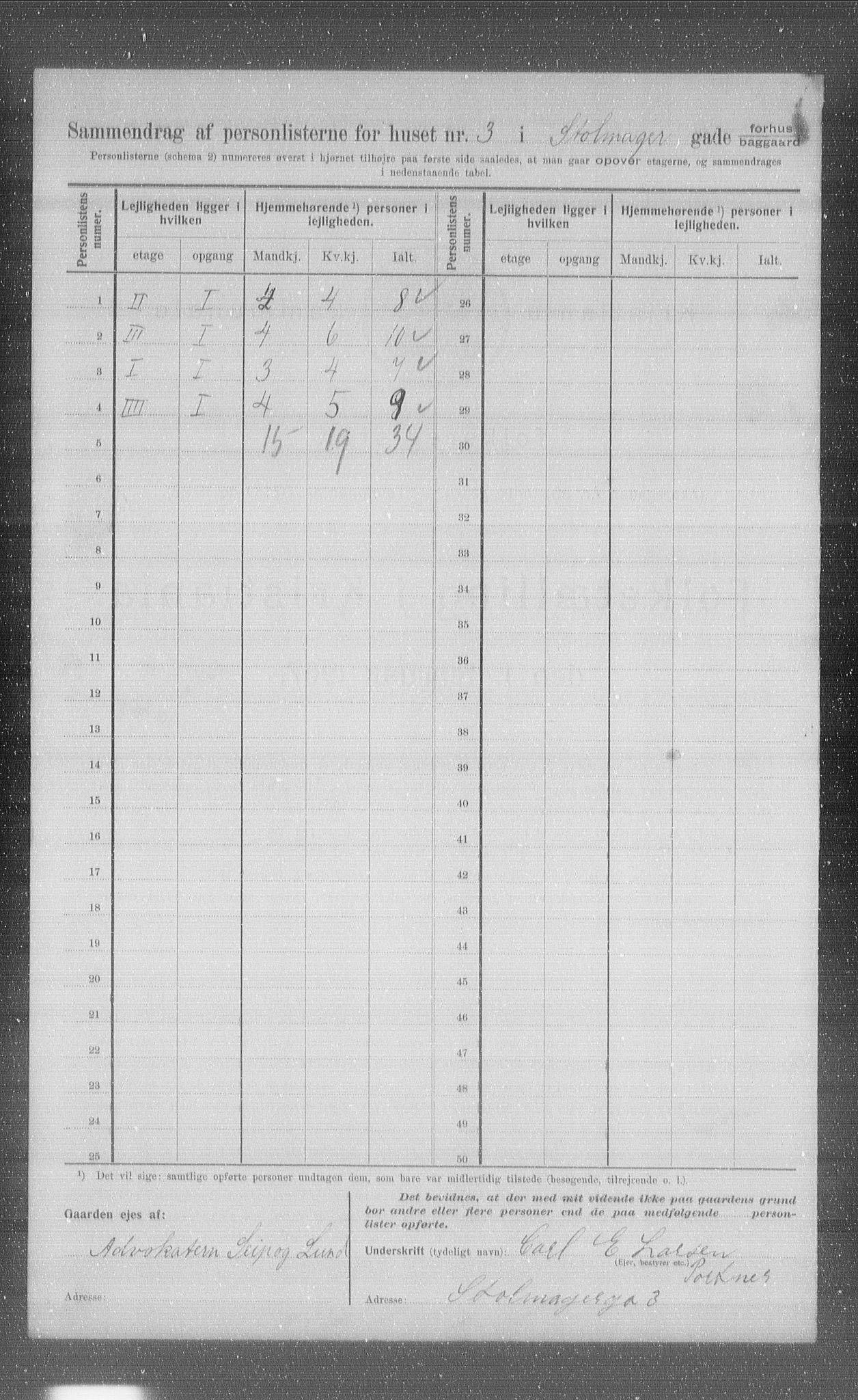 OBA, Municipal Census 1907 for Kristiania, 1907, p. 52202