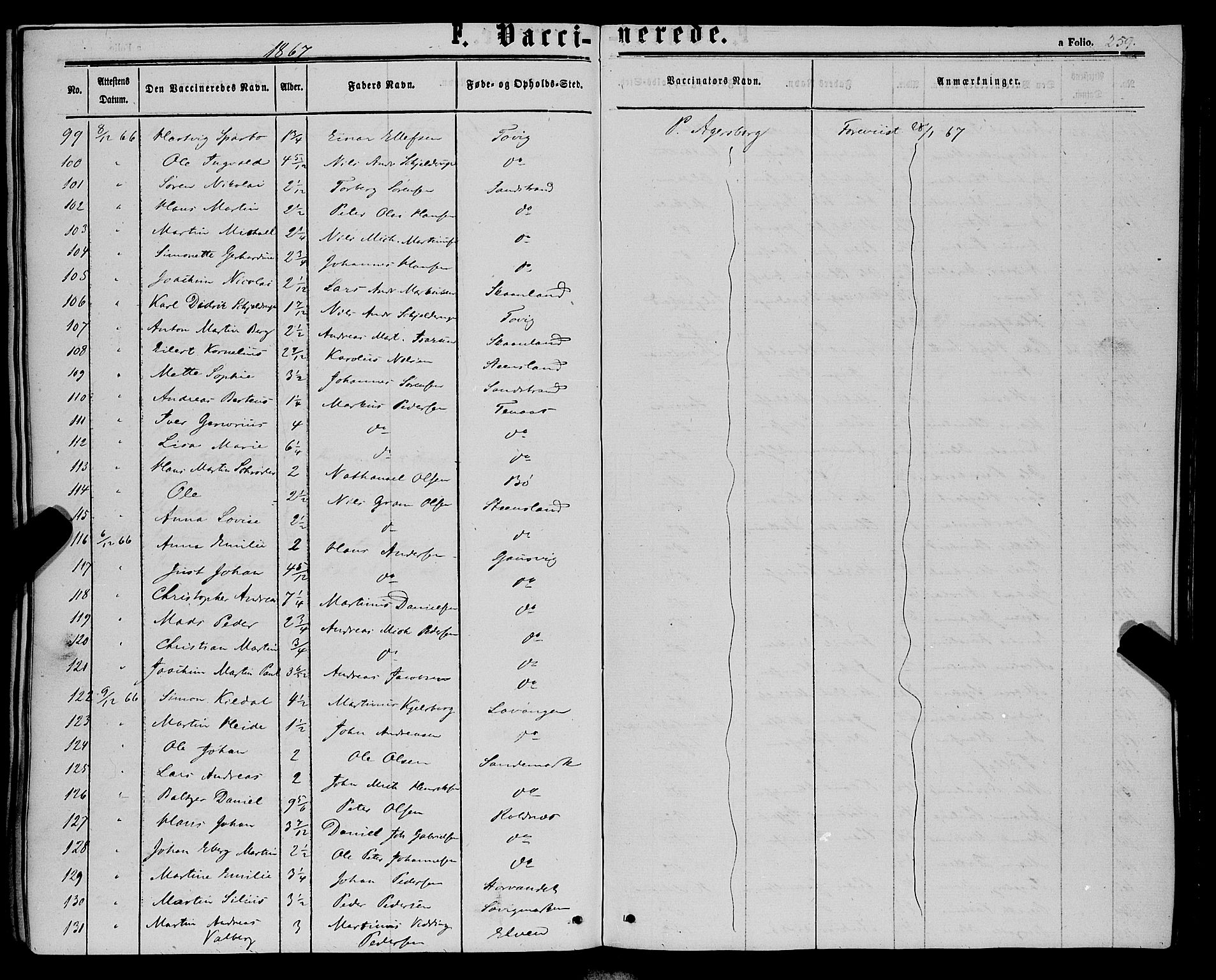 Trondenes sokneprestkontor, AV/SATØ-S-1319/H/Ha/L0012kirke: Parish register (official) no. 12, 1863-1870, p. 259