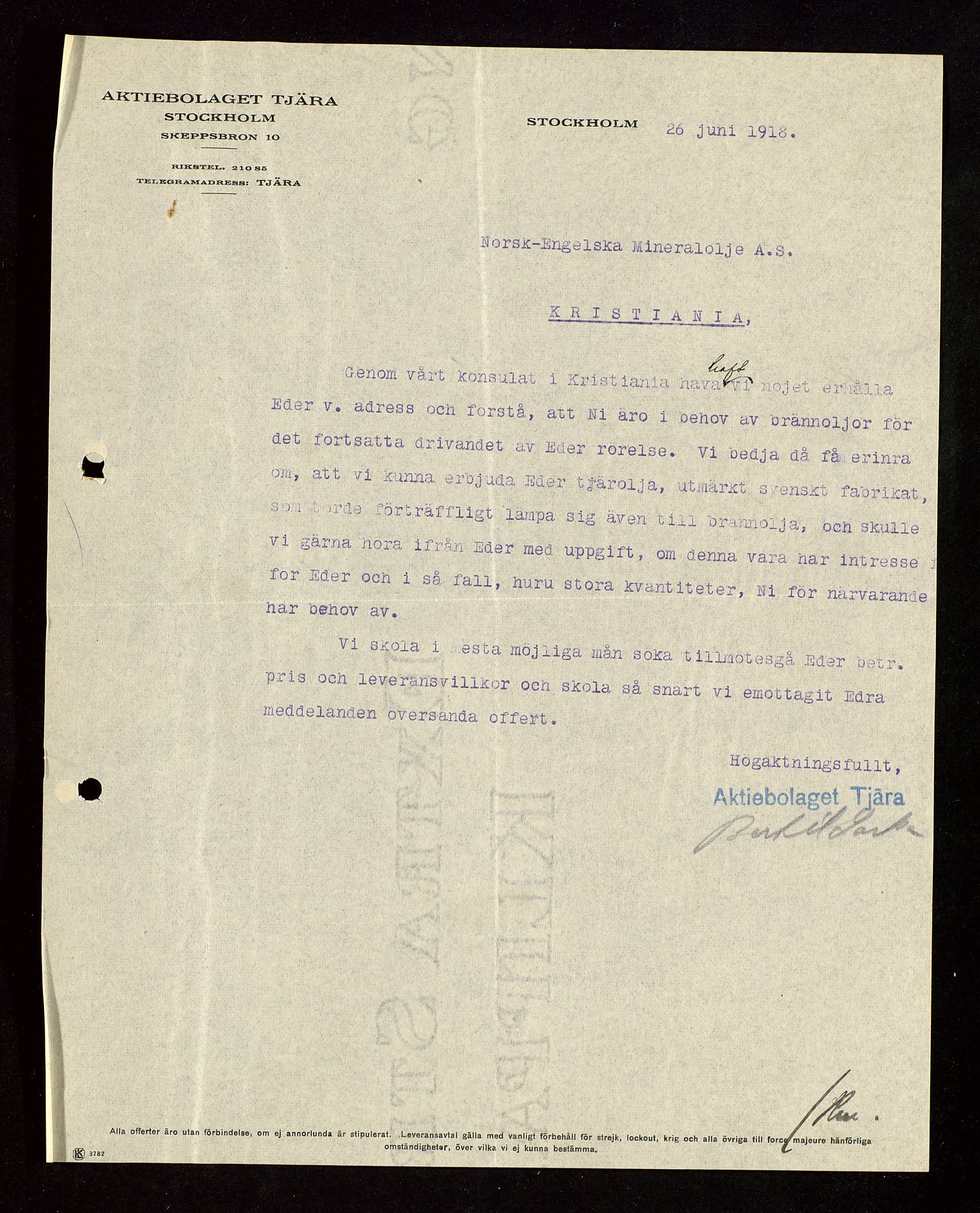 Pa 1521 - A/S Norske Shell, AV/SAST-A-101915/E/Ea/Eaa/L0003: Sjefskorrespondanse, 1918, p. 291