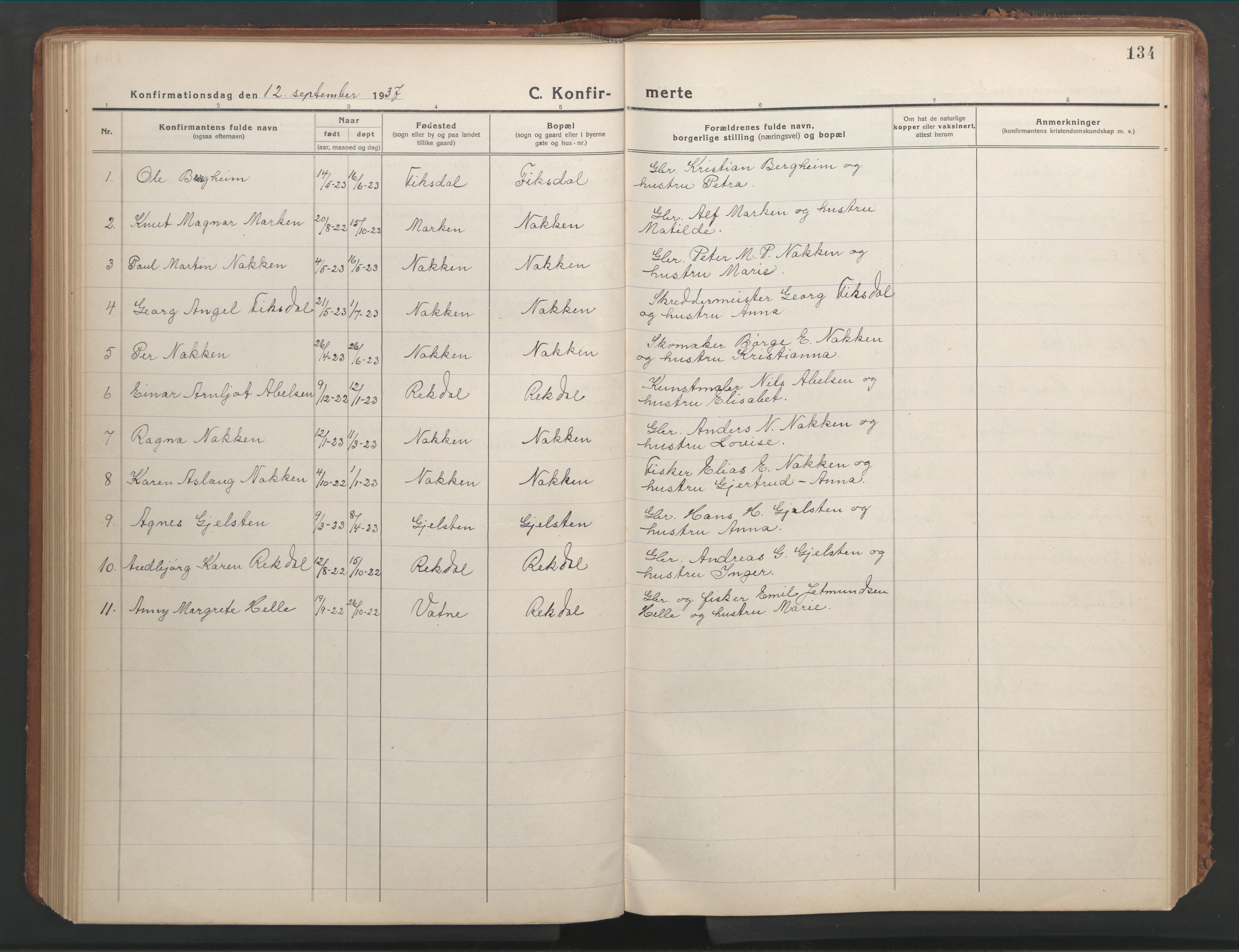 Ministerialprotokoller, klokkerbøker og fødselsregistre - Møre og Romsdal, AV/SAT-A-1454/540/L0542: Parish register (copy) no. 540C02, 1921-1967, p. 134