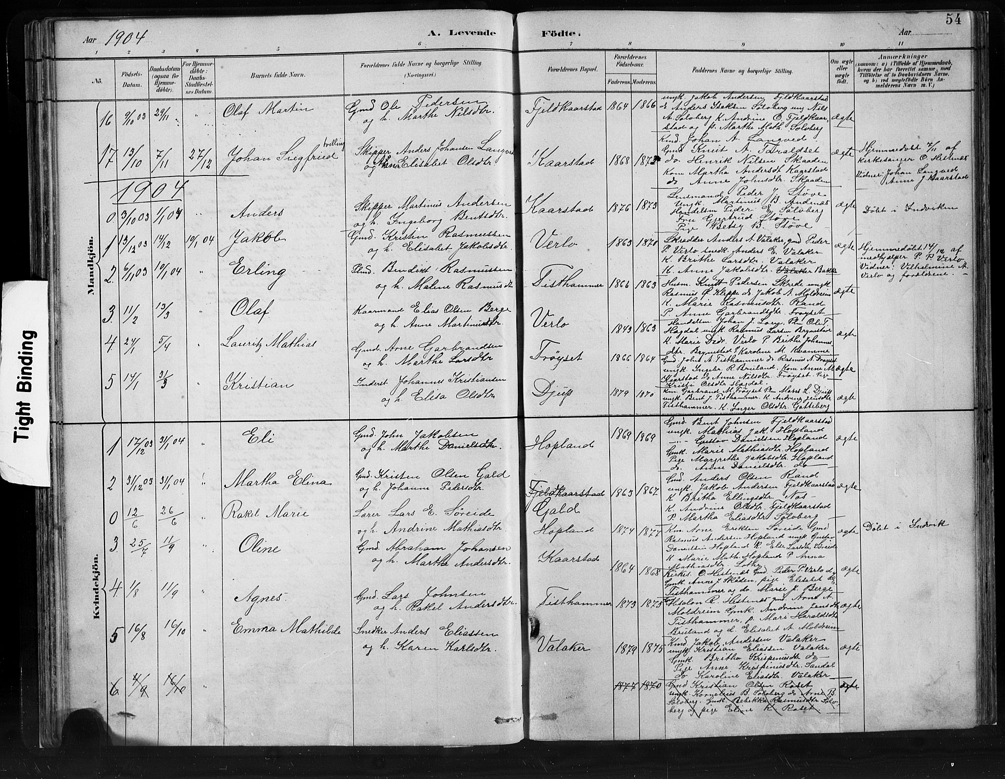 Innvik sokneprestembete, SAB/A-80501: Parish register (copy) no. C 3, 1883-1911, p. 54