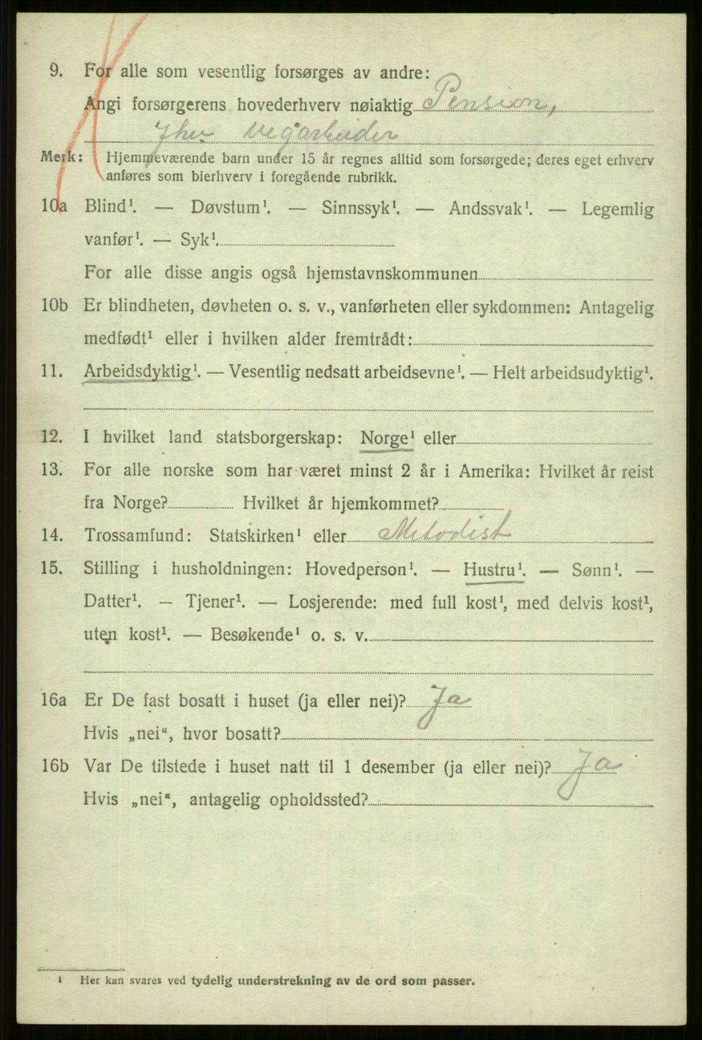 SAB, 1920 census for Vossestrand, 1920, p. 2765