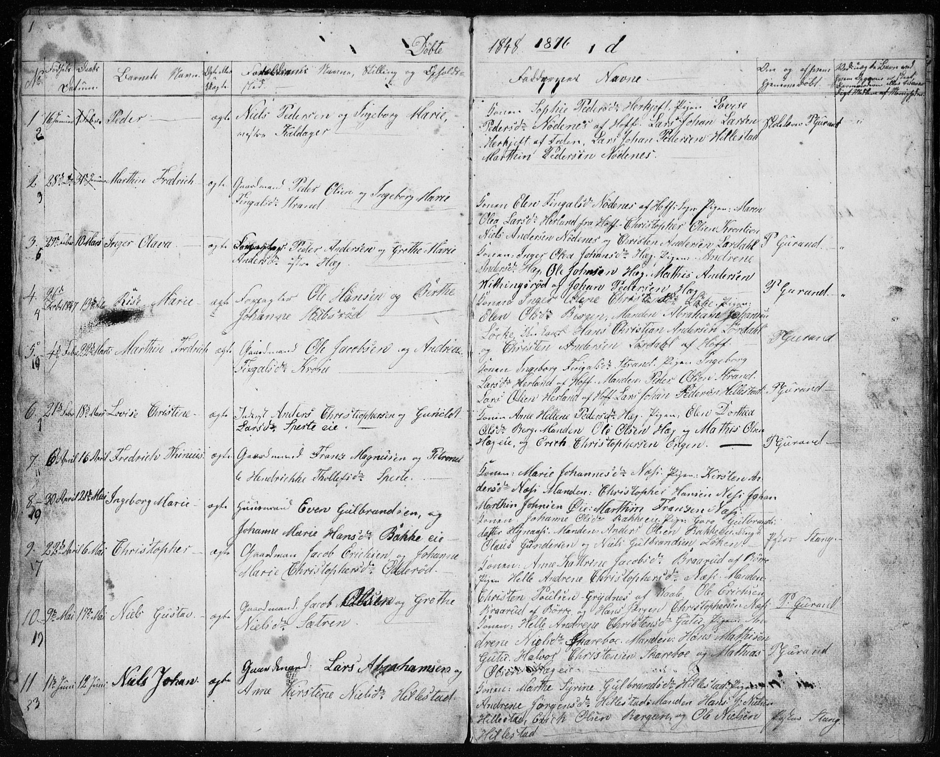 Botne kirkebøker, SAKO/A-340/G/Gb/L0001: Parish register (copy) no. II 1, 1848-1860, p. 1