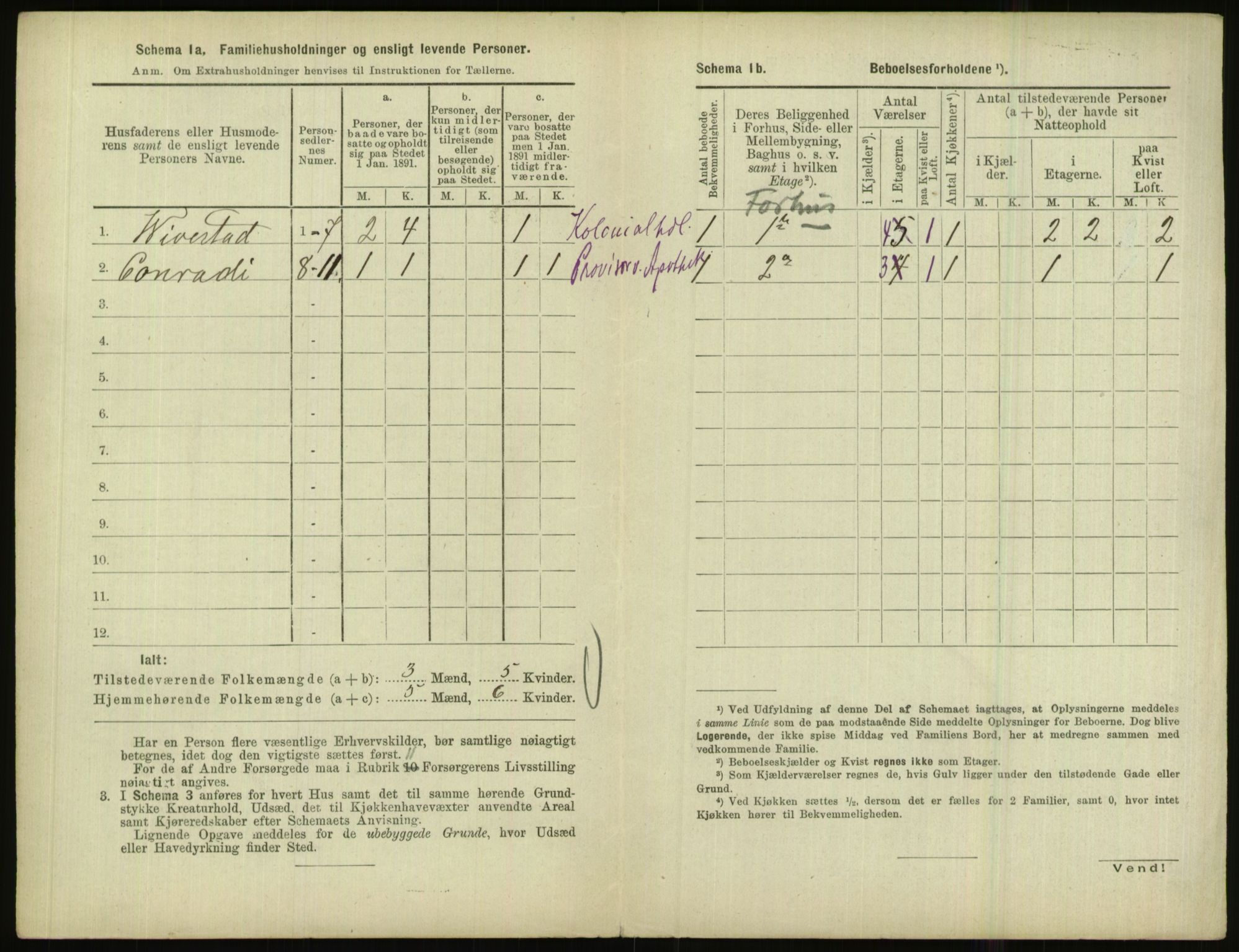 RA, 1891 census for 1001 Kristiansand, 1891, p. 1111