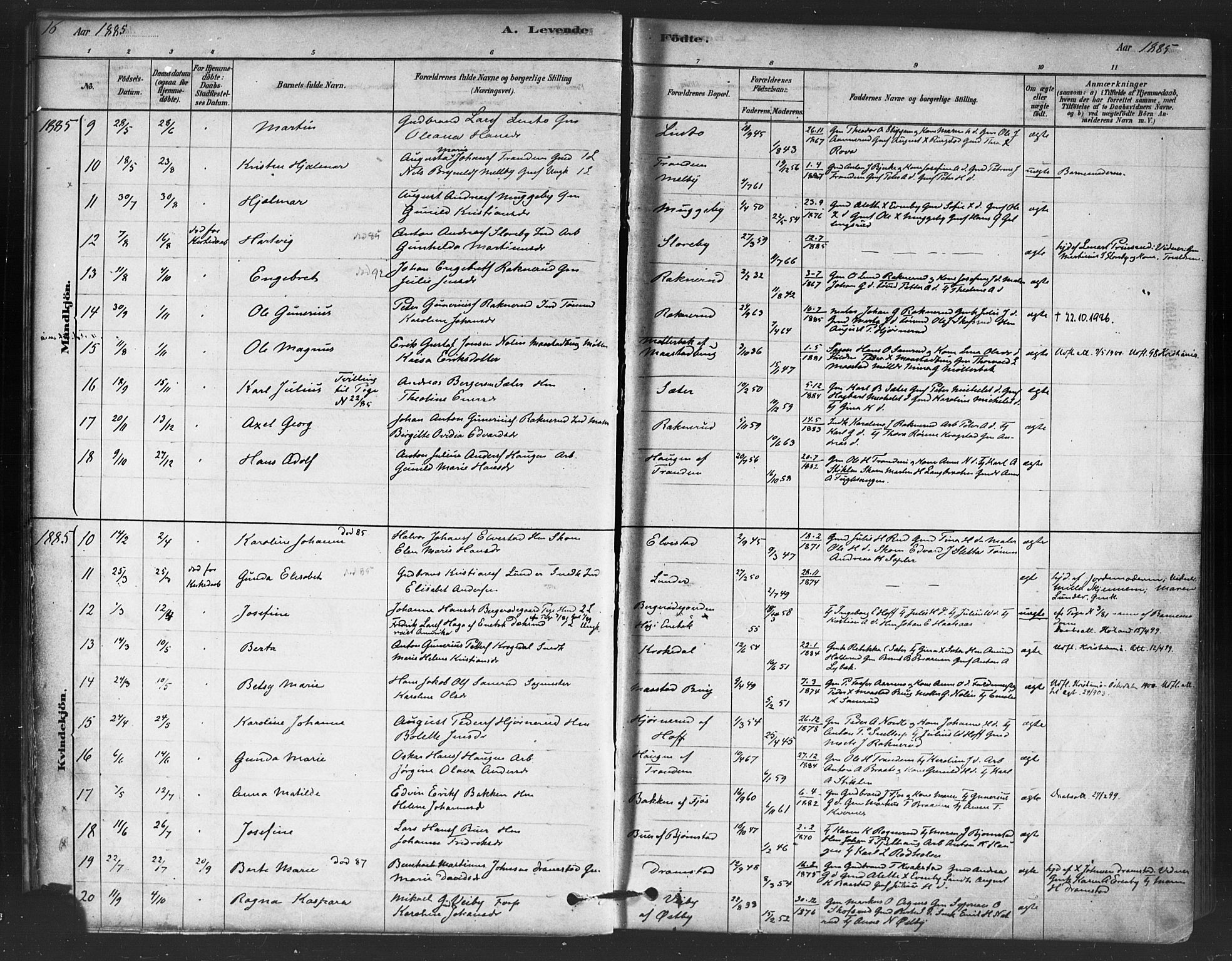 Trøgstad prestekontor Kirkebøker, SAO/A-10925/F/Fb/L0001: Parish register (official) no. II 1, 1878-1902, p. 16