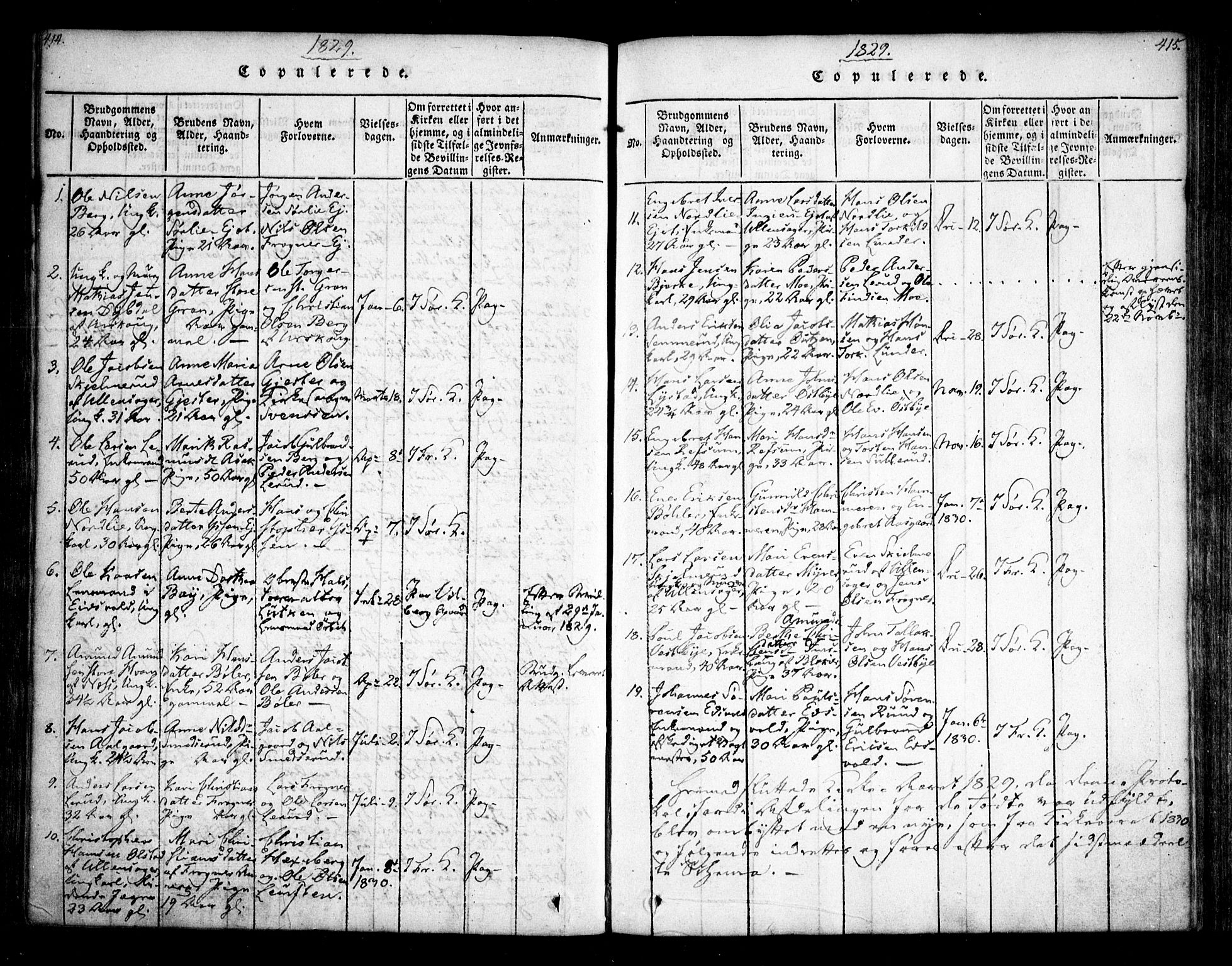 Sørum prestekontor Kirkebøker, SAO/A-10303/F/Fa/L0003: Parish register (official) no. I 3, 1814-1829, p. 414-415