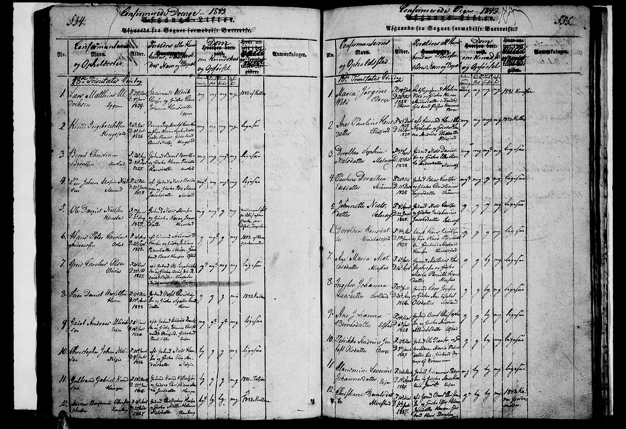 Ministerialprotokoller, klokkerbøker og fødselsregistre - Nordland, SAT/A-1459/880/L1130: Parish register (official) no. 880A04, 1821-1843, p. 554-555