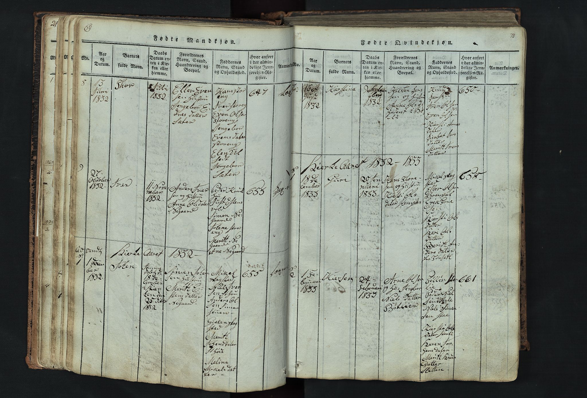 Kvikne prestekontor, AV/SAH-PREST-064/H/Ha/Hab/L0001: Parish register (copy) no. 1, 1815-1895, p. 69-70