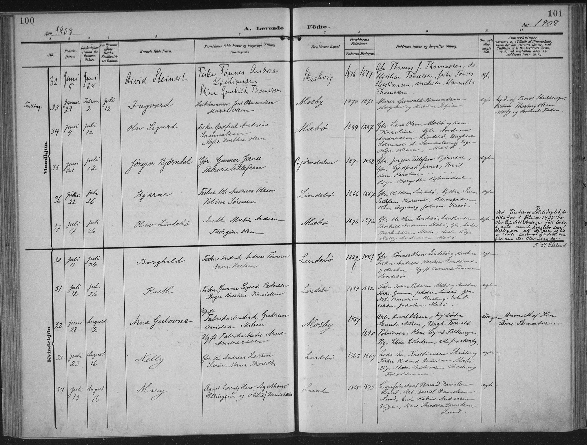 Oddernes sokneprestkontor, AV/SAK-1111-0033/F/Fa/Faa/L0011: Parish register (official) no. A 11, 1904-1911, p. 100-101