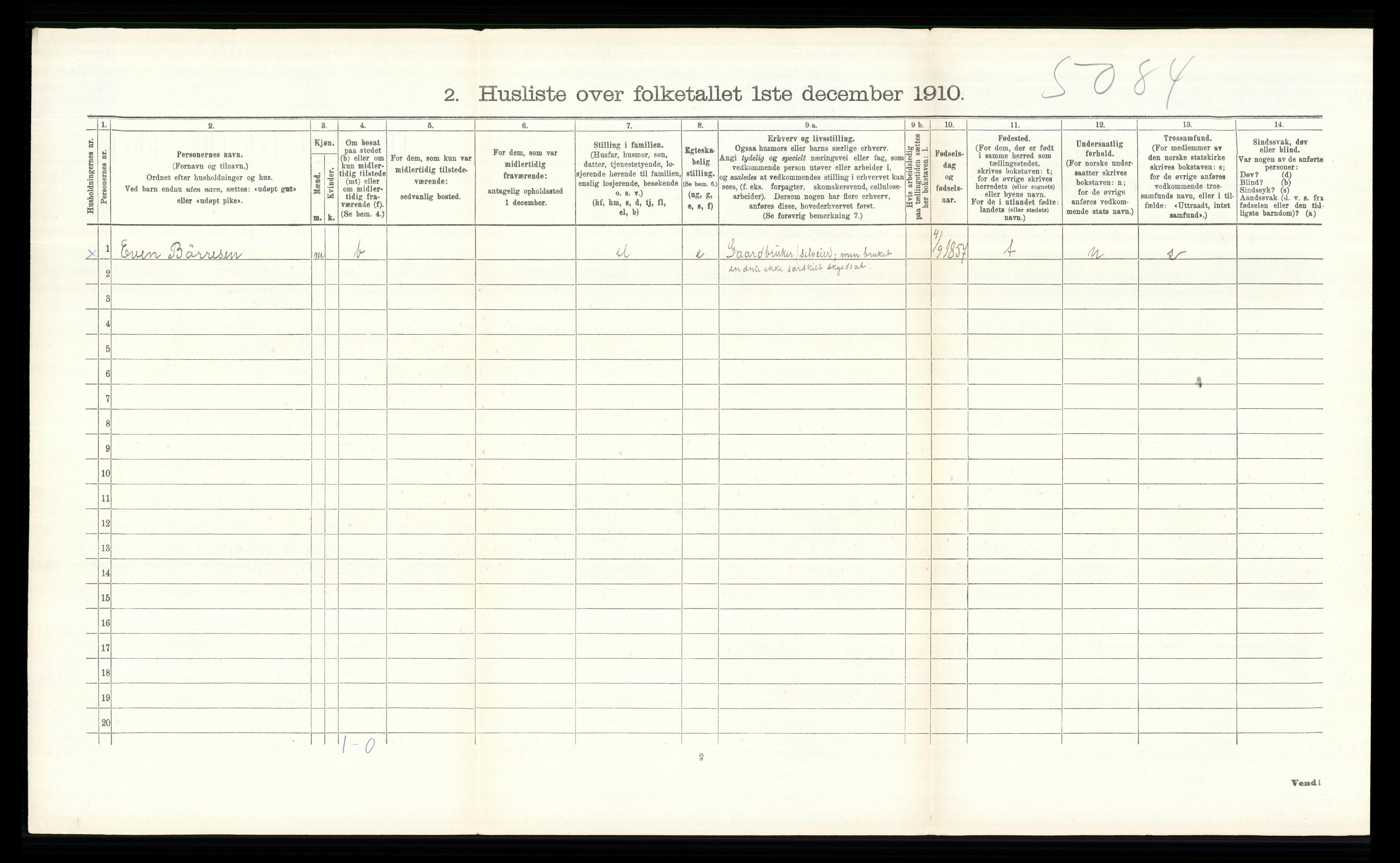 RA, 1910 census for Ringsaker, 1910, p. 1408