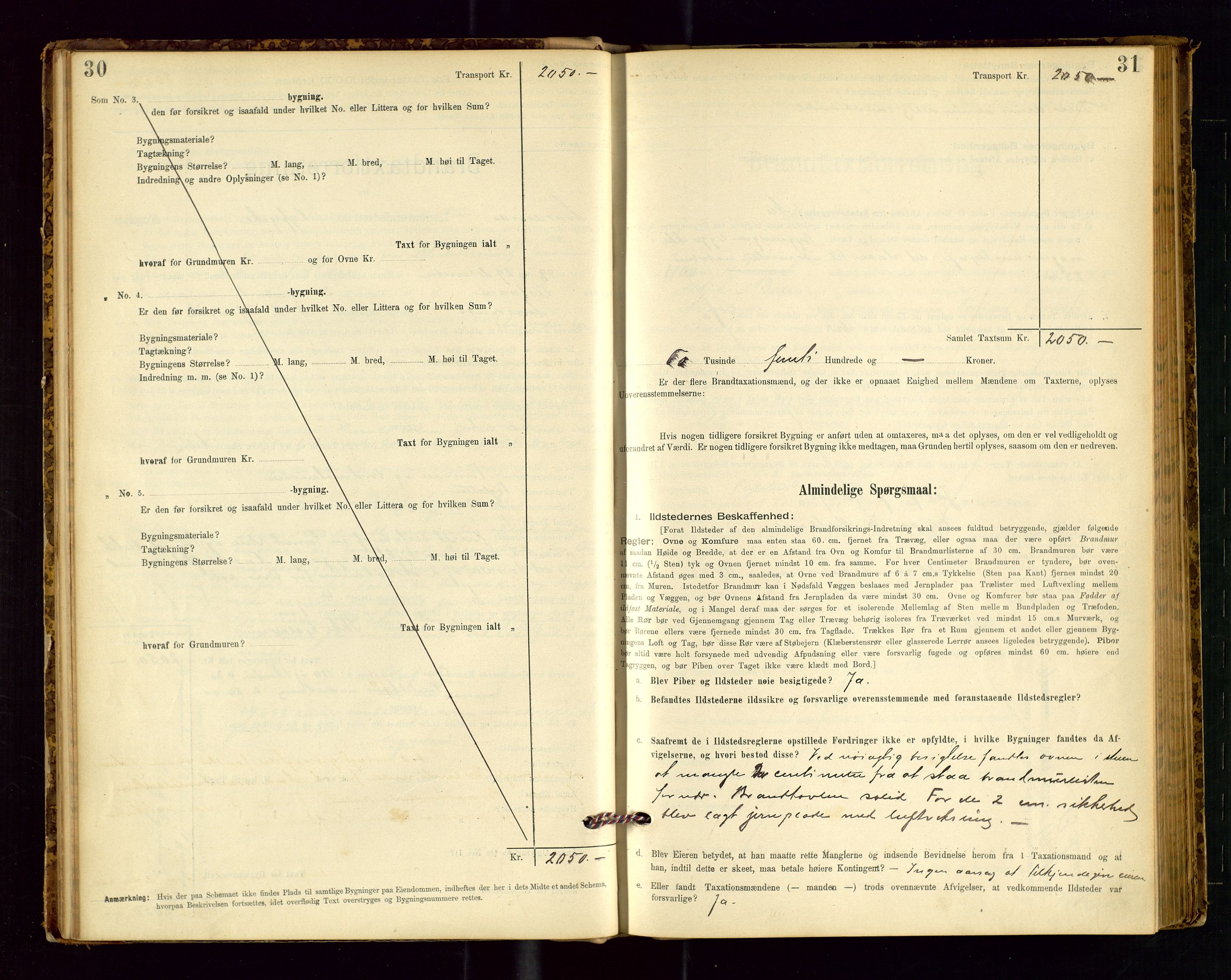 Avaldsnes lensmannskontor, AV/SAST-A-100286/Gob/L0001: "Brandtaxationsprotokol for Avaldsnes Lensmandsdistrikt Ryfylke Fogderi", 1894-1925, p. 30-31