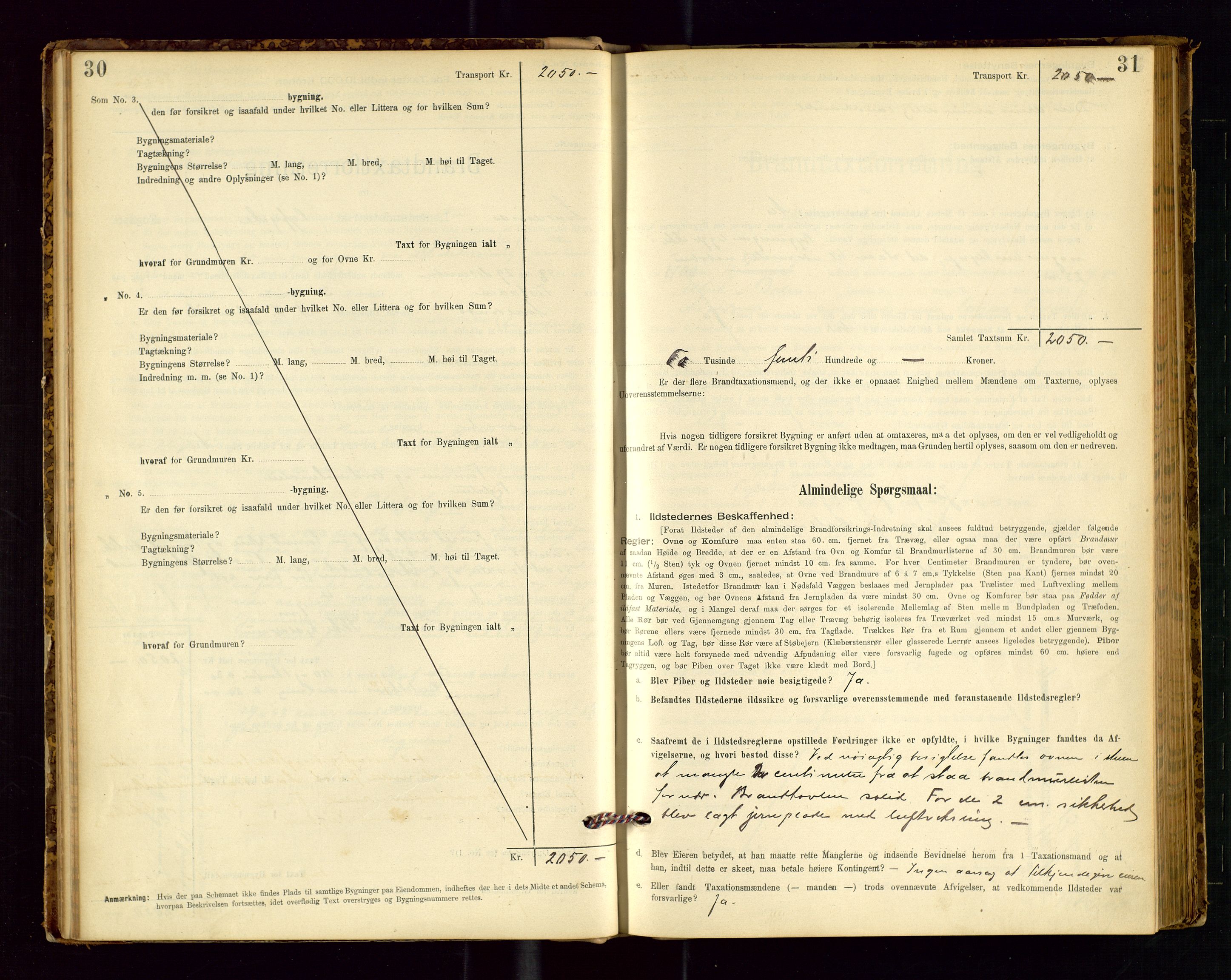 Avaldsnes lensmannskontor, SAST/A-100286/Gob/L0001: "Brandtaxationsprotokol for Avaldsnes Lensmandsdistrikt Ryfylke Fogderi", 1894-1925, p. 30-31