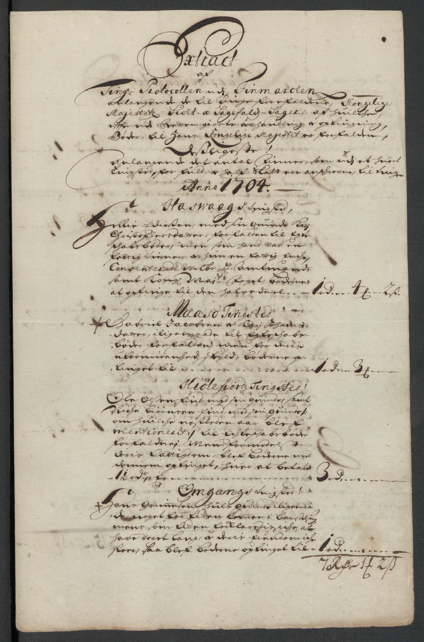 Rentekammeret inntil 1814, Reviderte regnskaper, Fogderegnskap, AV/RA-EA-4092/R69/L4852: Fogderegnskap Finnmark/Vardøhus, 1701-1704, p. 448