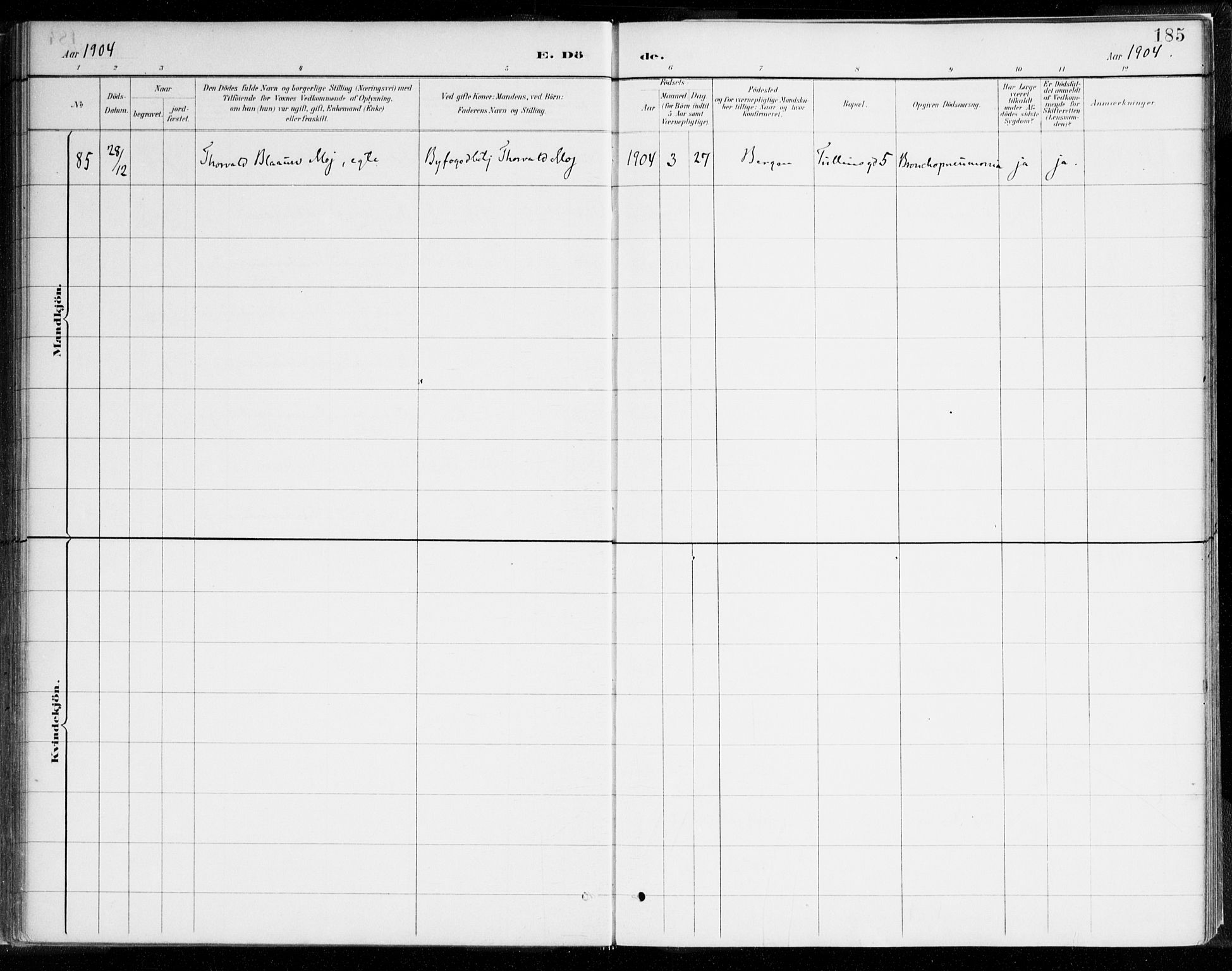 Johanneskirken sokneprestembete, SAB/A-76001/H/Haa/L0019: Parish register (official) no. E 1, 1885-1915, p. 185