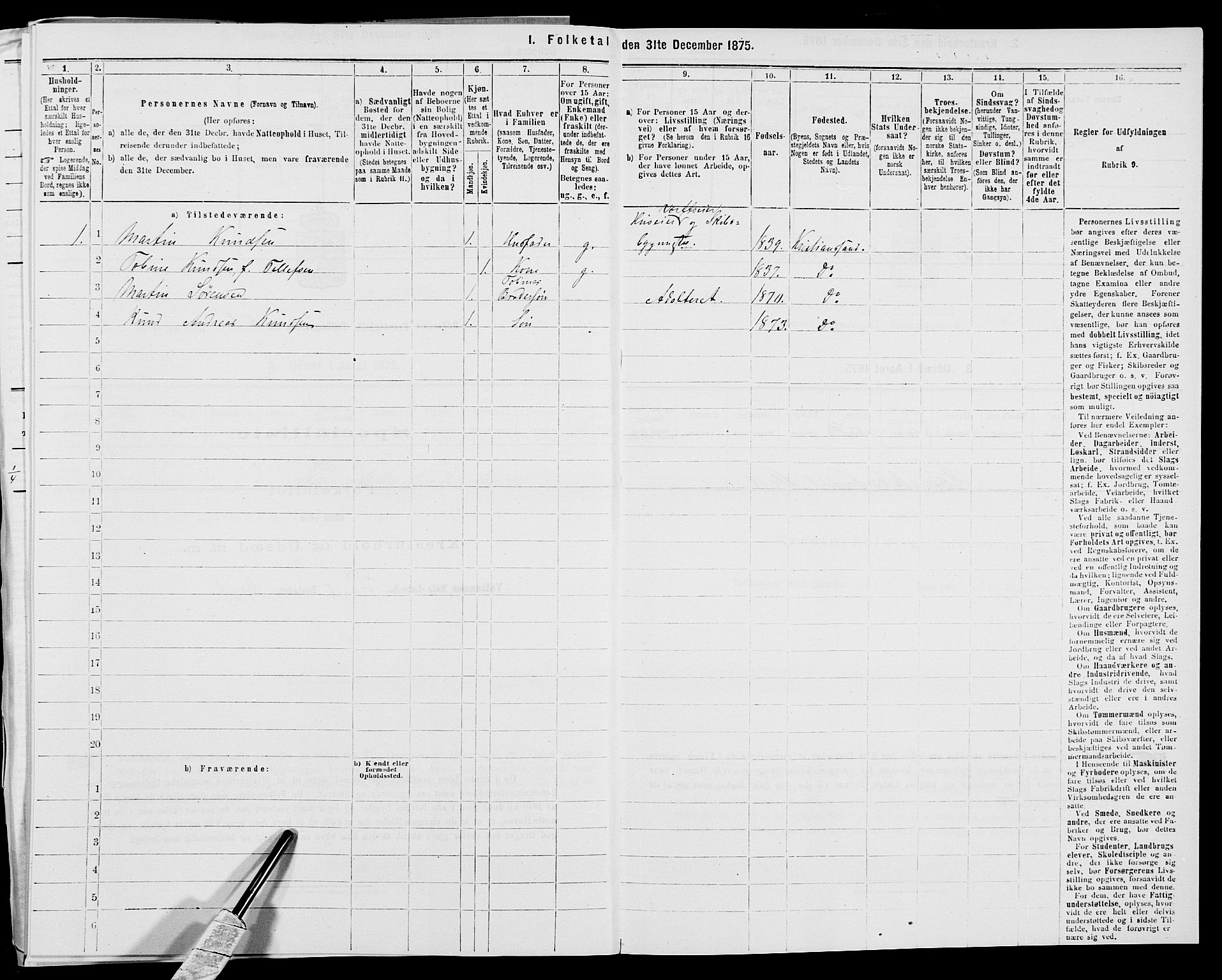 SAK, 1875 census for 1012P Oddernes, 1875, p. 983