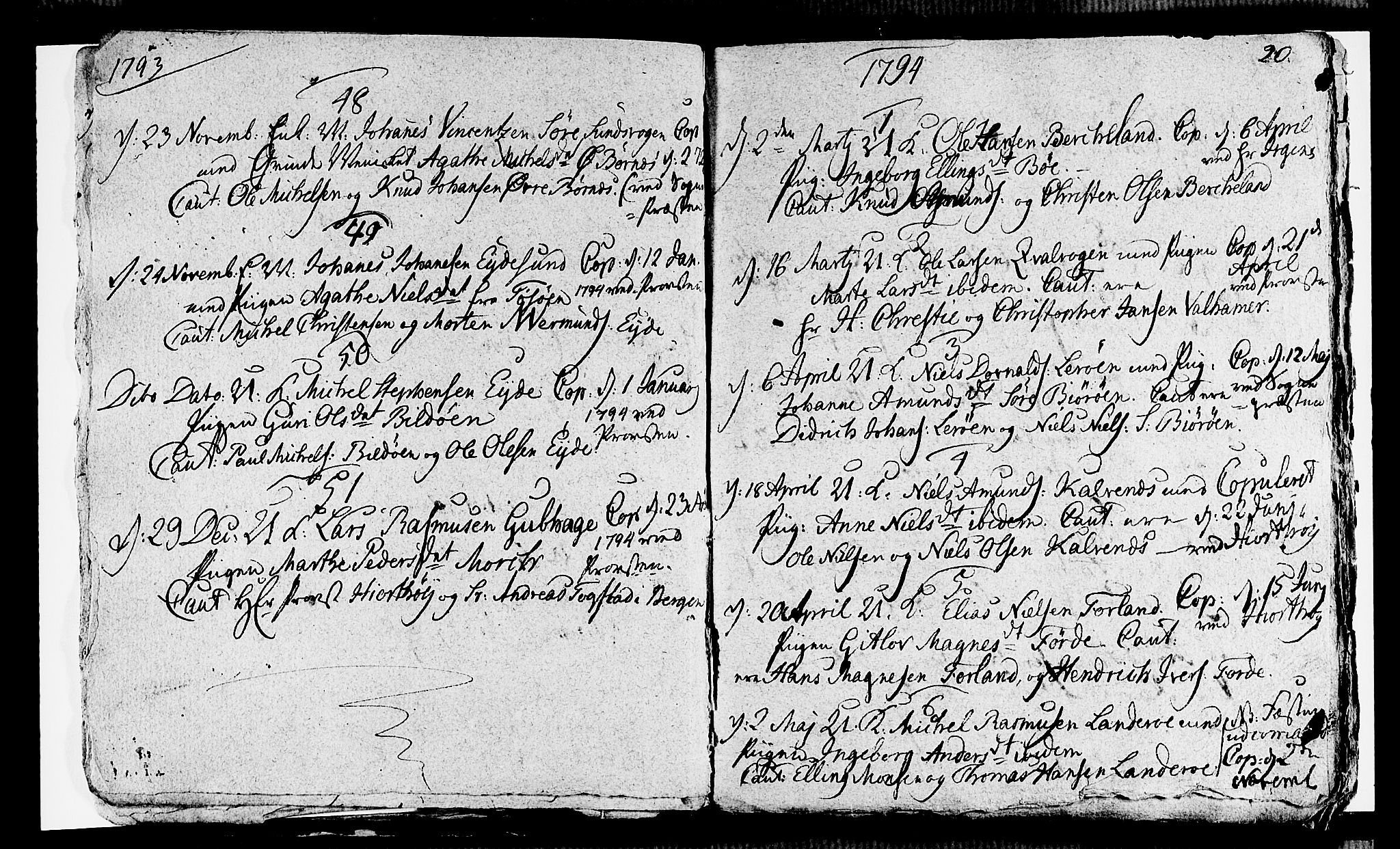 Sund sokneprestembete, SAB/A-99930: Parish register (official) no. A 8, 1788-1815, p. 20