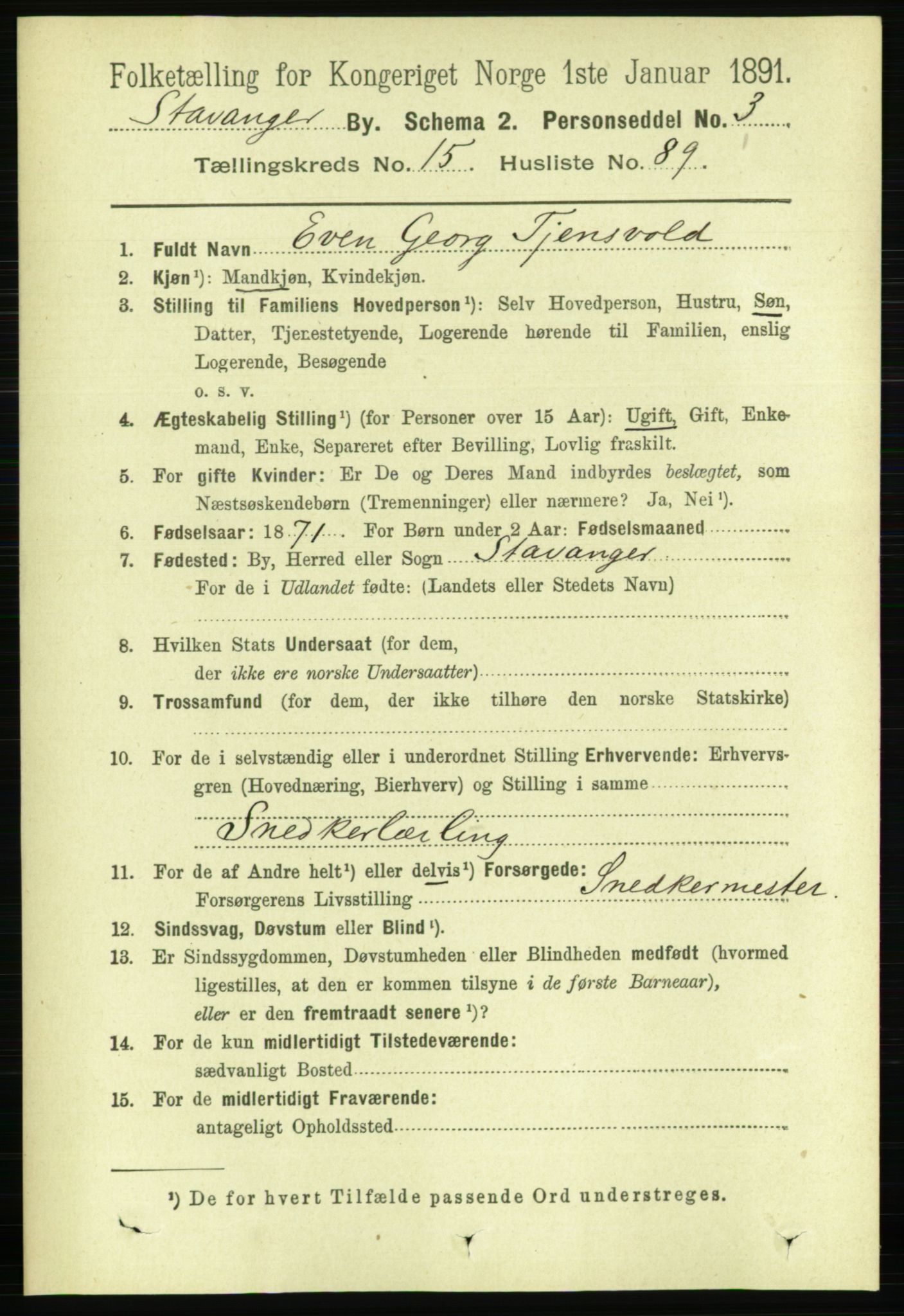 RA, 1891 census for 1103 Stavanger, 1891, p. 18719